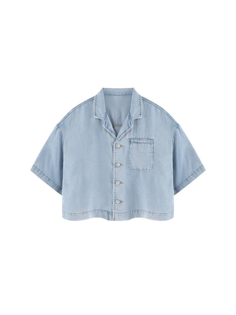 Women's Vintage Wash Boxy Cropped Shirt – Oversized Retro Crop Top Streetwear Tee
