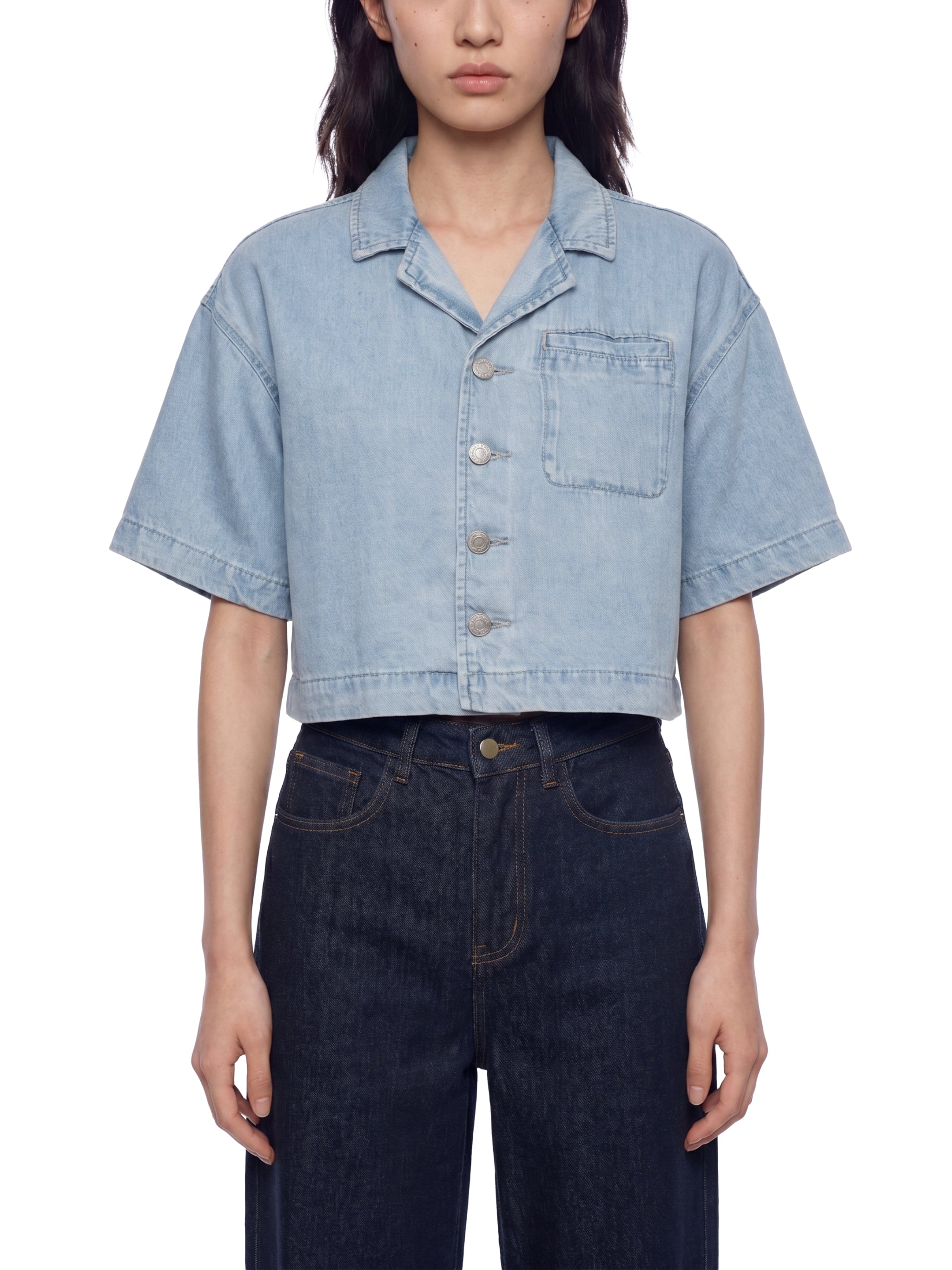 Women's Vintage Wash Boxy Cropped Shirt – Oversized Retro Crop Top Streetwear Tee