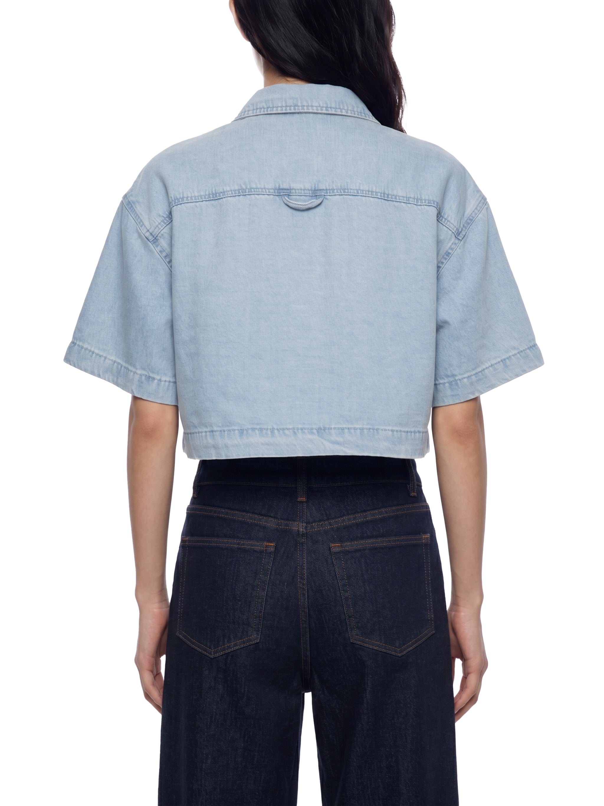 Women's Vintage Wash Boxy Cropped Shirt – Oversized Retro Crop Top Streetwear Tee