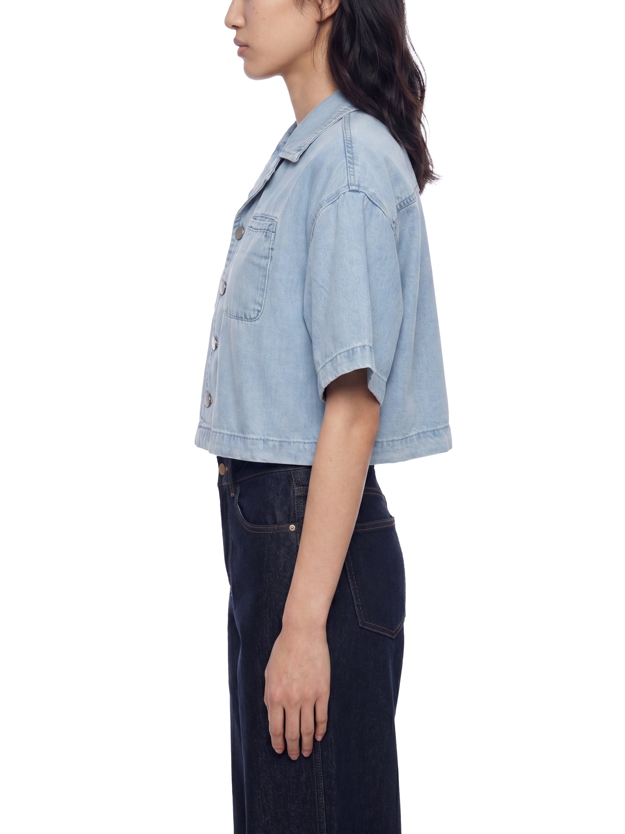 Women's Vintage Wash Boxy Cropped Shirt – Oversized Retro Crop Top Streetwear Tee