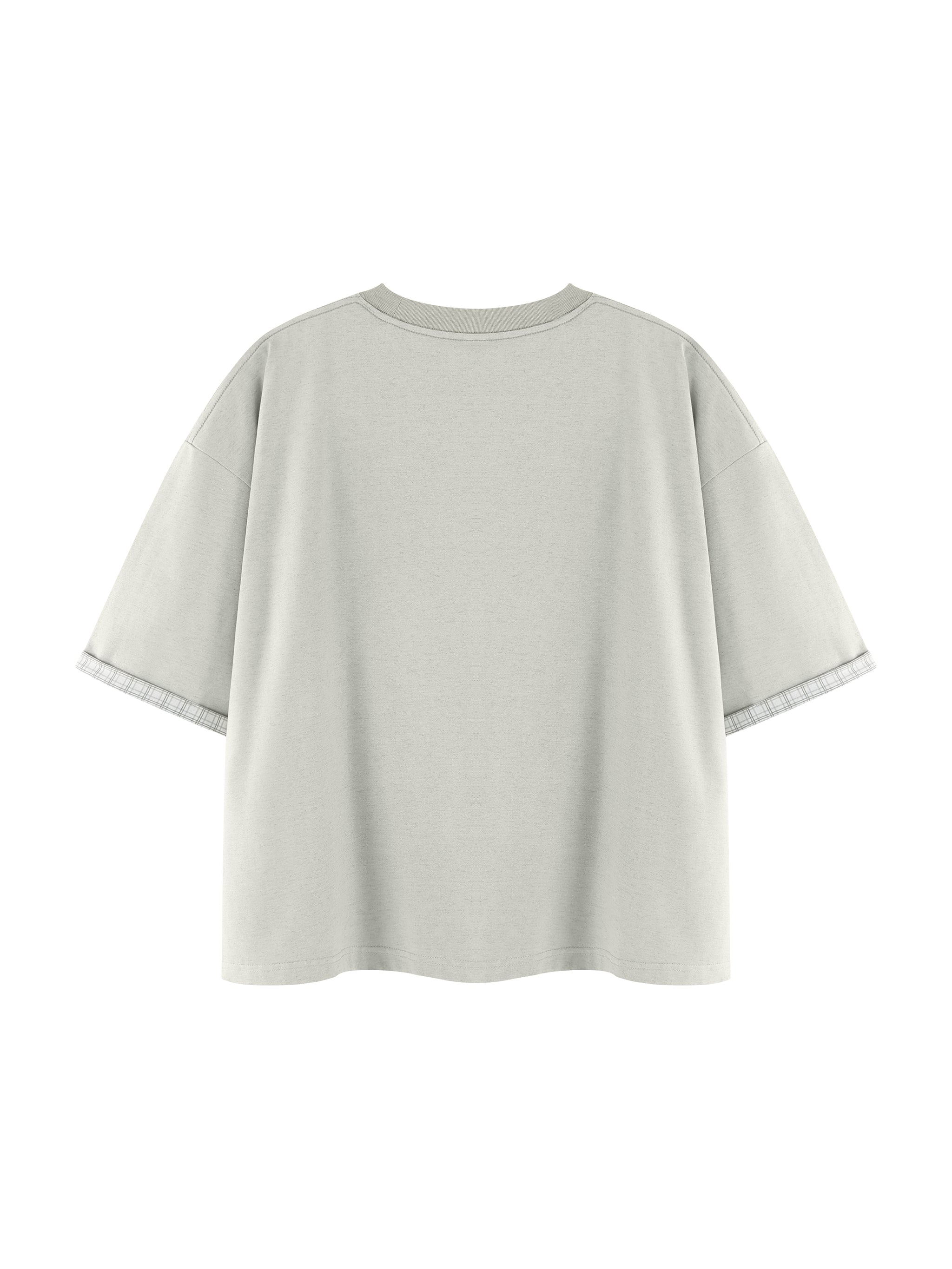 Unisex Boxy Plaid Lined Double Face T-Shirt – Oversized Layered Streetwear Tee