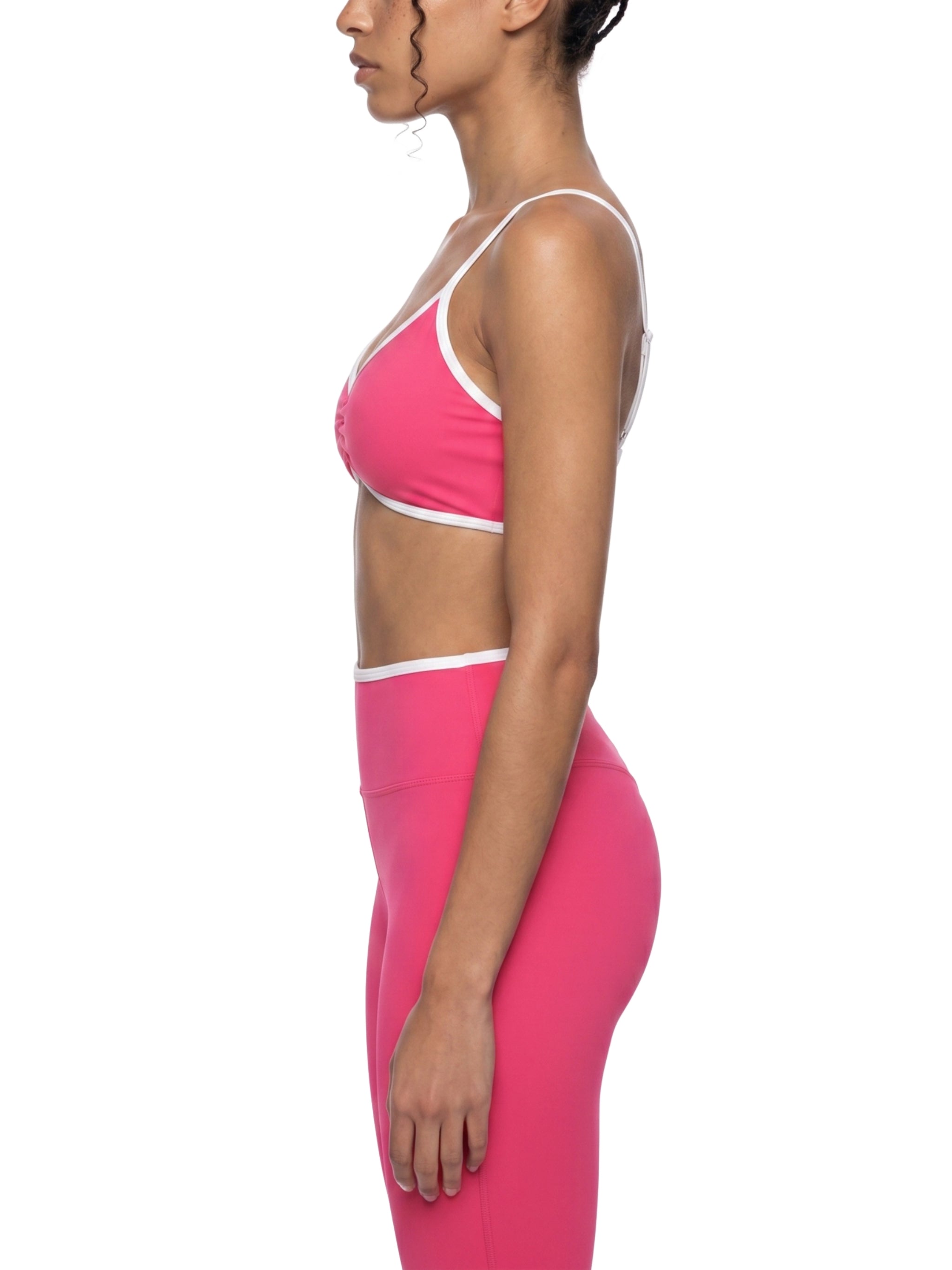 Women's Color Block Ruched V-Neck Sports Bra – Medium Support Activewear Bra