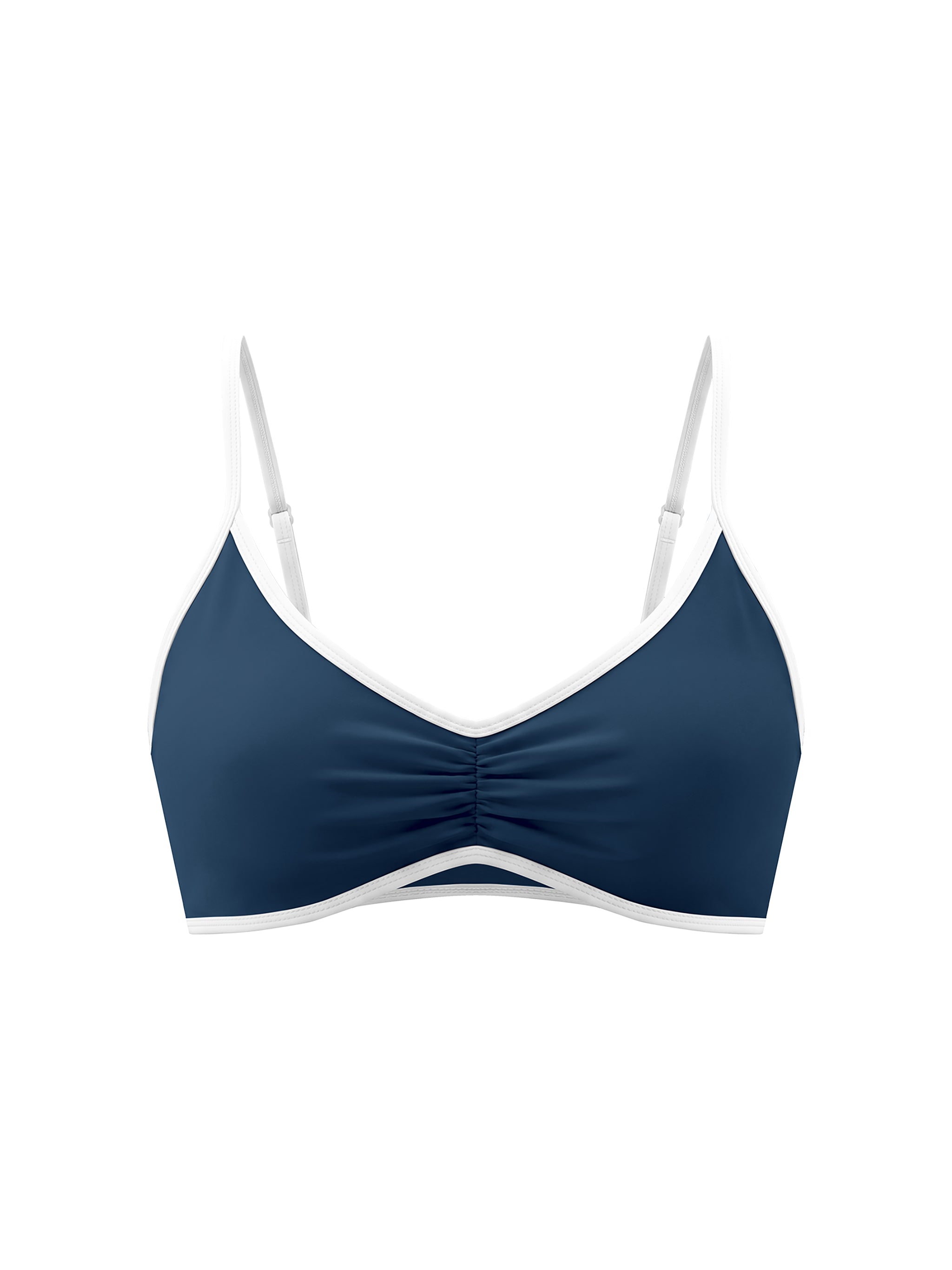 Women's Color Block Ruched V-Neck Sports Bra – Medium Support Activewear Bra