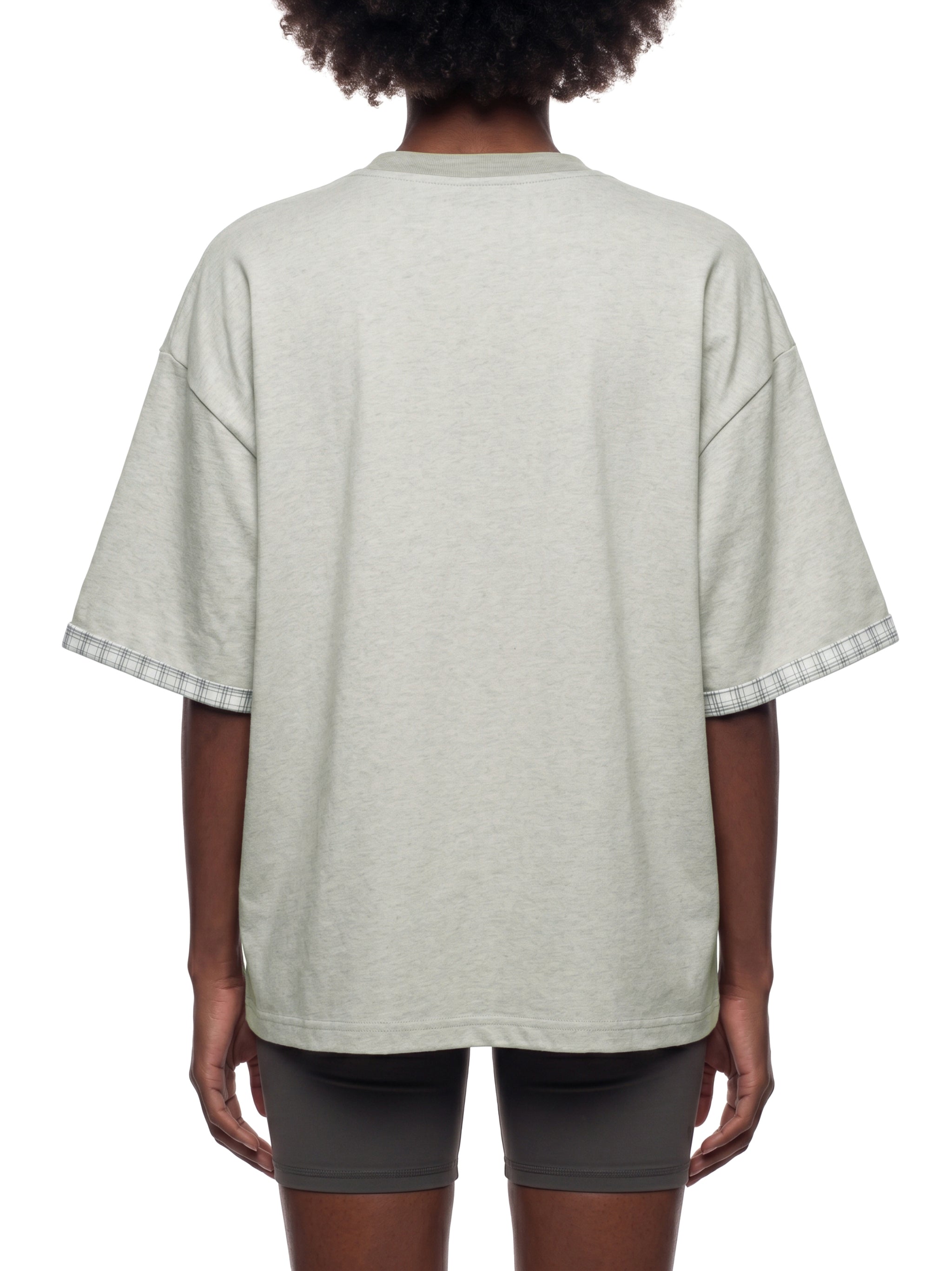 Unisex Boxy Plaid Lined Double Face T-Shirt – Oversized Layered Streetwear Tee