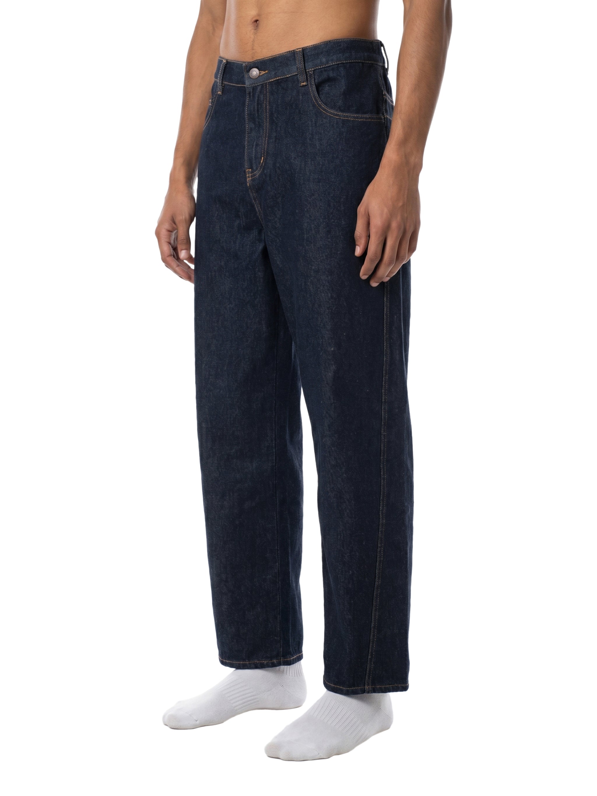 Men's Vintage Wash Barrel Leg Jeans – Relaxed Fit Premium Denim