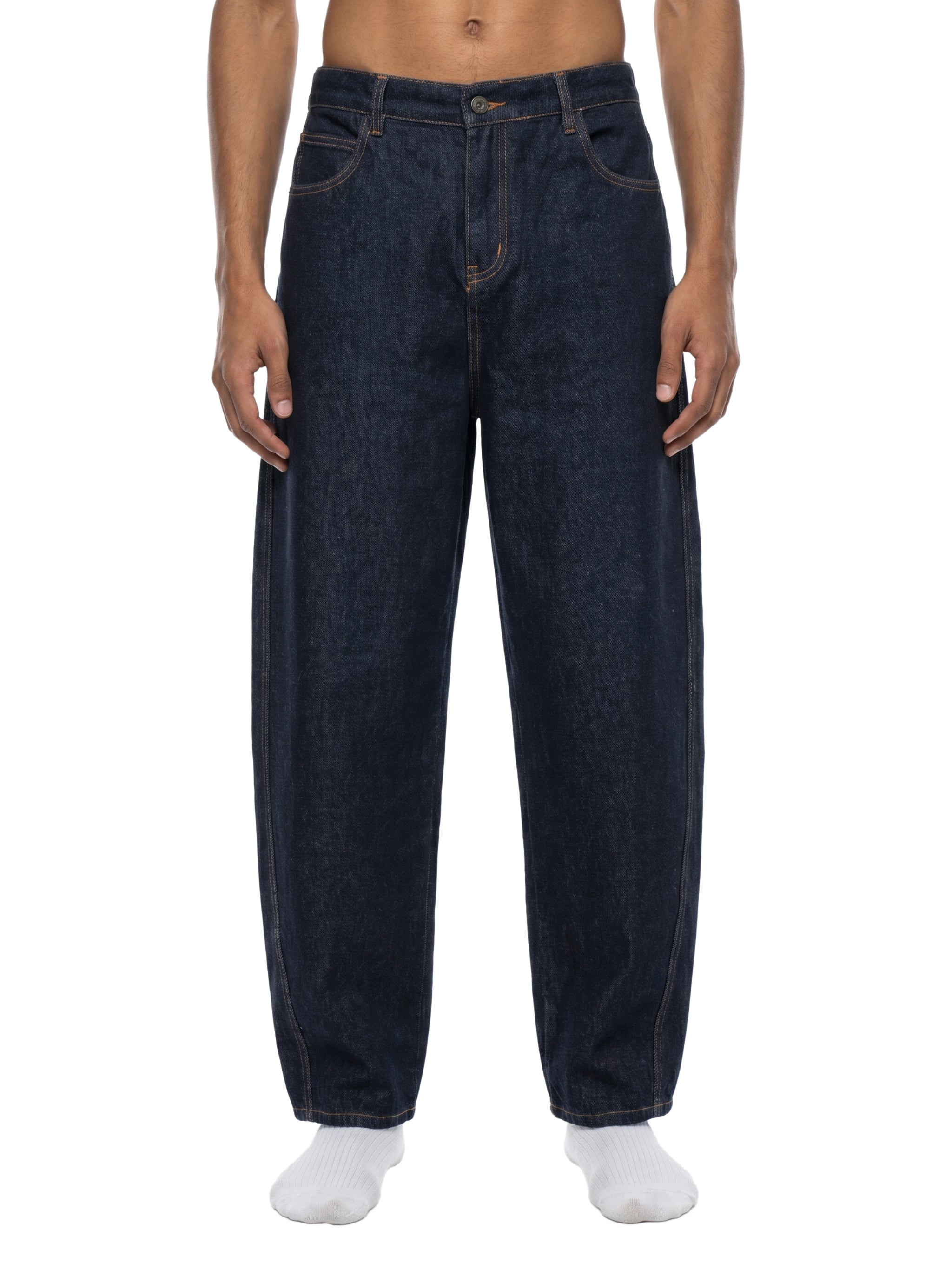 Men's Vintage Wash Barrel Leg Jeans – Relaxed Fit Premium Denim