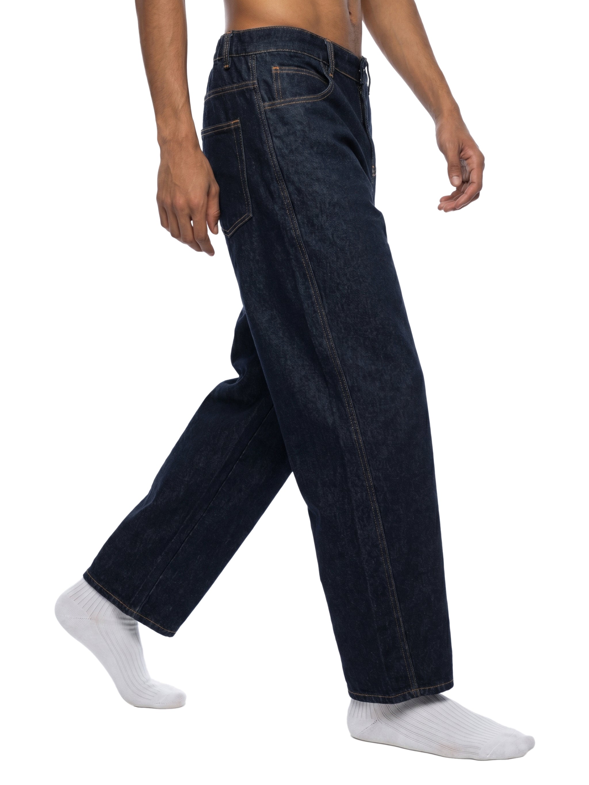 Men's Vintage Wash Barrel Leg Jeans – Relaxed Fit Premium Denim