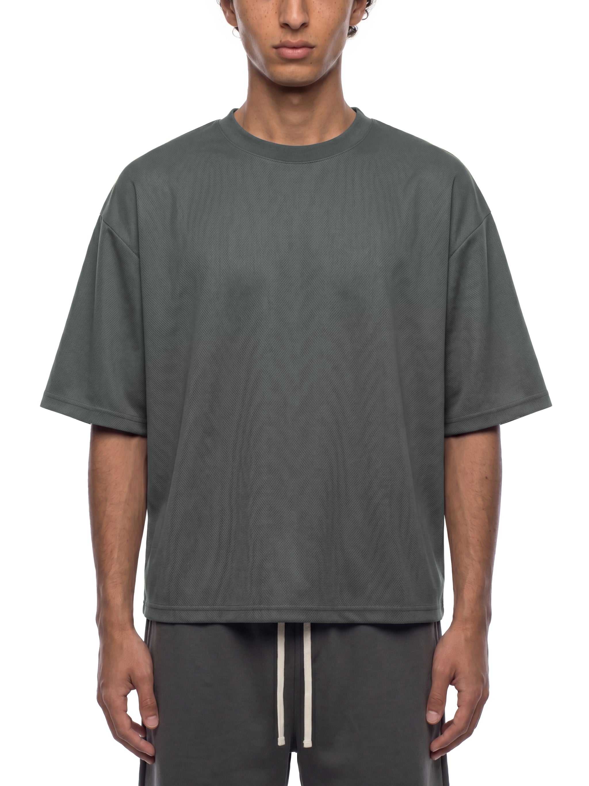 Unisex Boxy Mesh Crewneck T-Shirt – Oversized Breathable Streetwear Tee