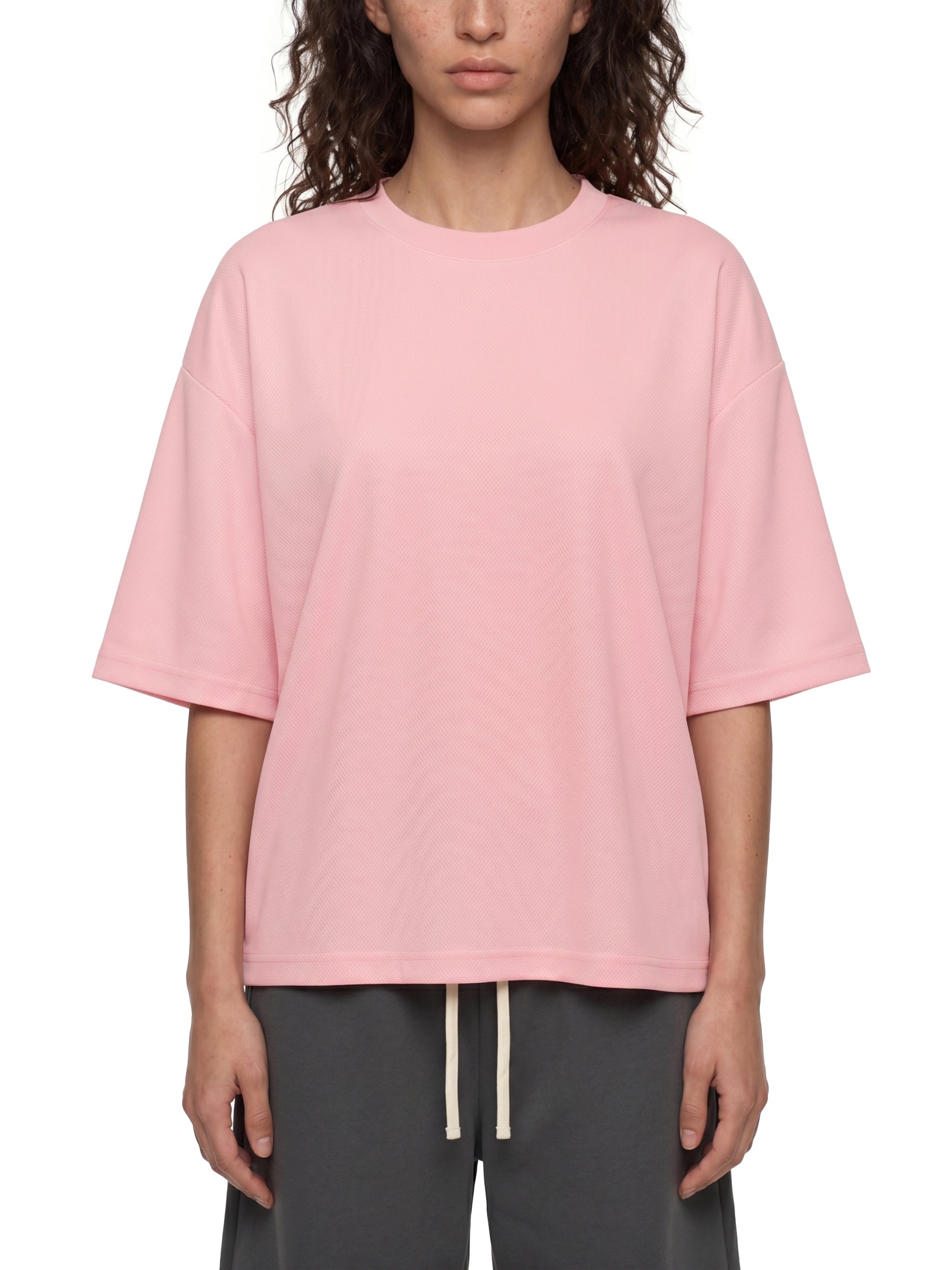 Unisex Boxy Mesh Crewneck T-Shirt – Oversized Breathable Streetwear Tee