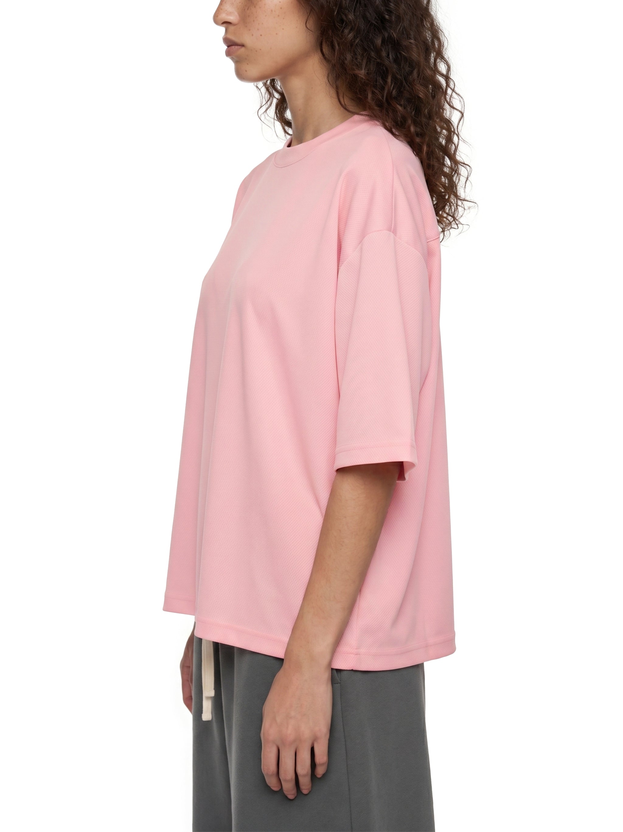 Unisex Boxy Mesh Crewneck T-Shirt – Oversized Breathable Streetwear Tee
