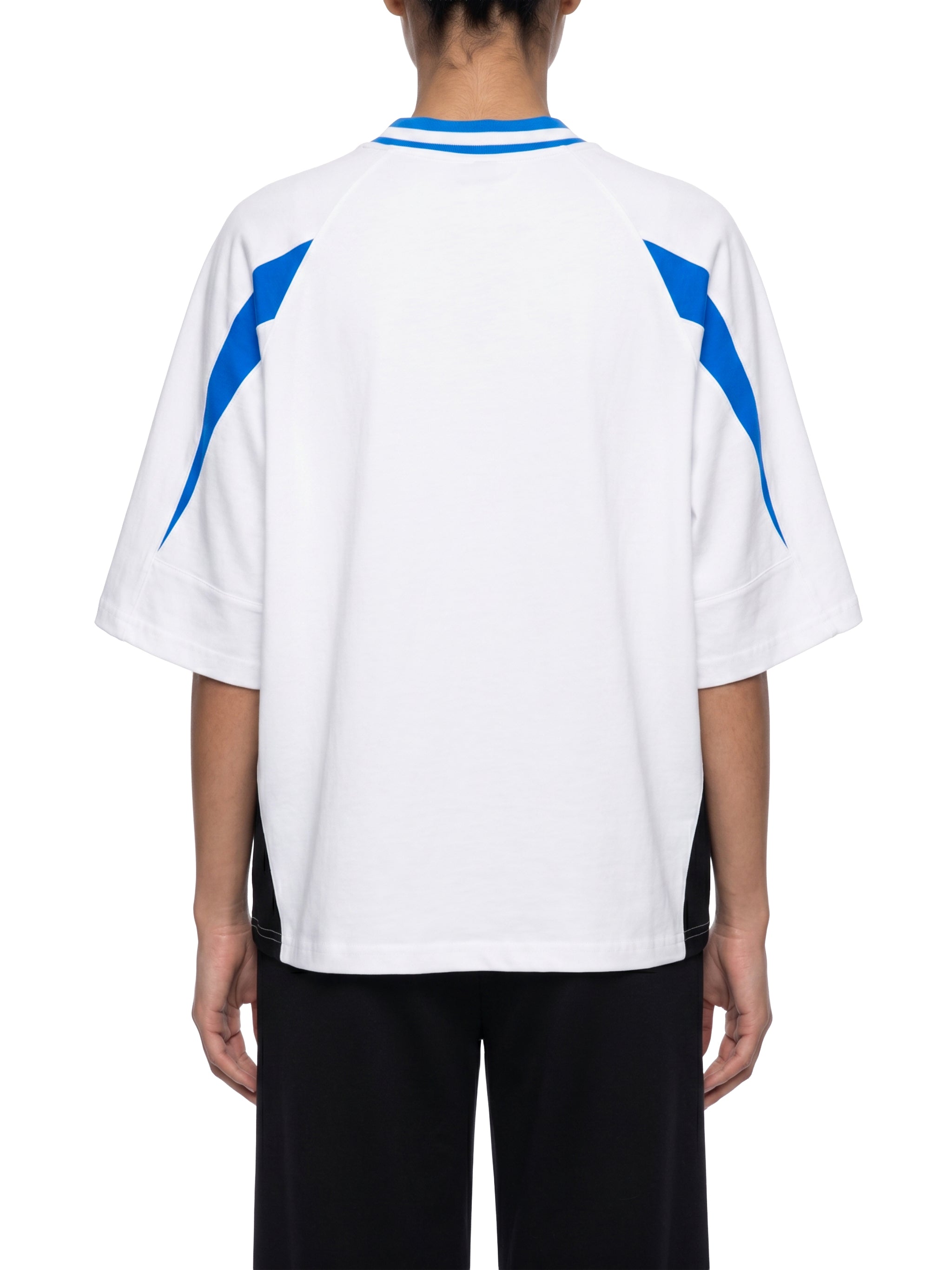 Unisex Oversized Color Block V-Neck T-Shirt – Retro Streetwear Contrast Tee
