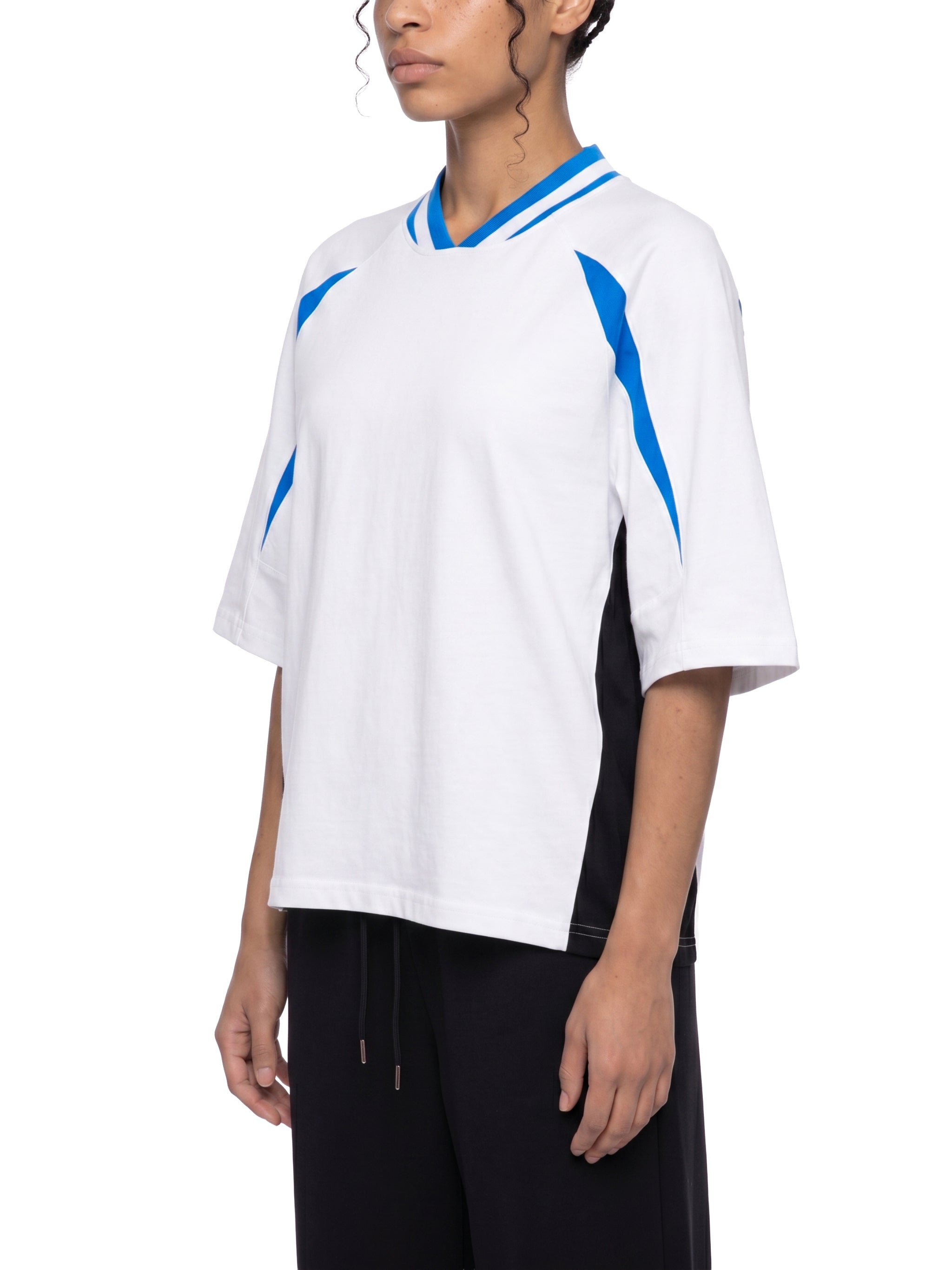 Unisex Oversized Color Block V-Neck T-Shirt – Retro Streetwear Contrast Tee