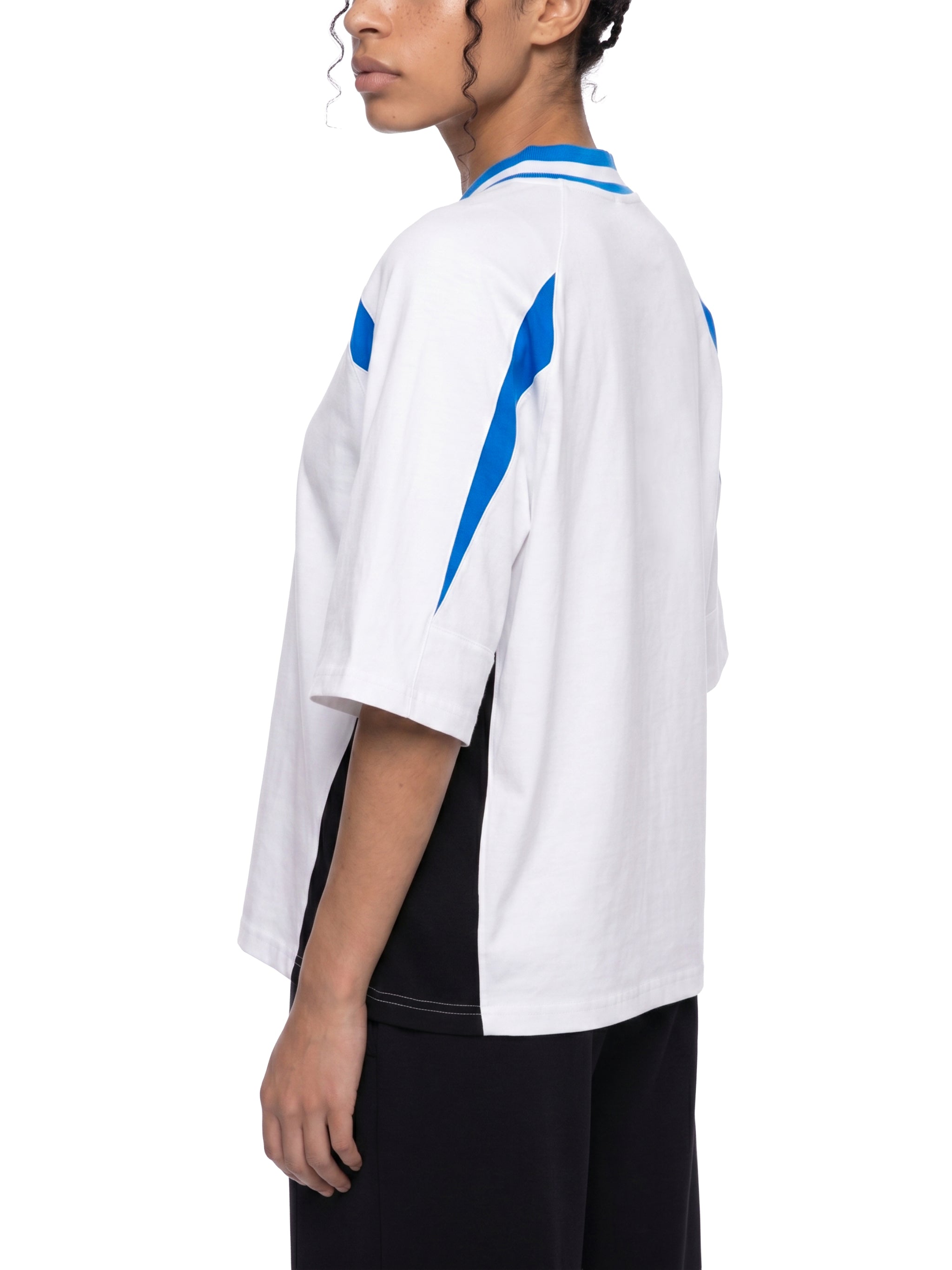 Unisex Oversized Color Block V-Neck T-Shirt – Retro Streetwear Contrast Tee