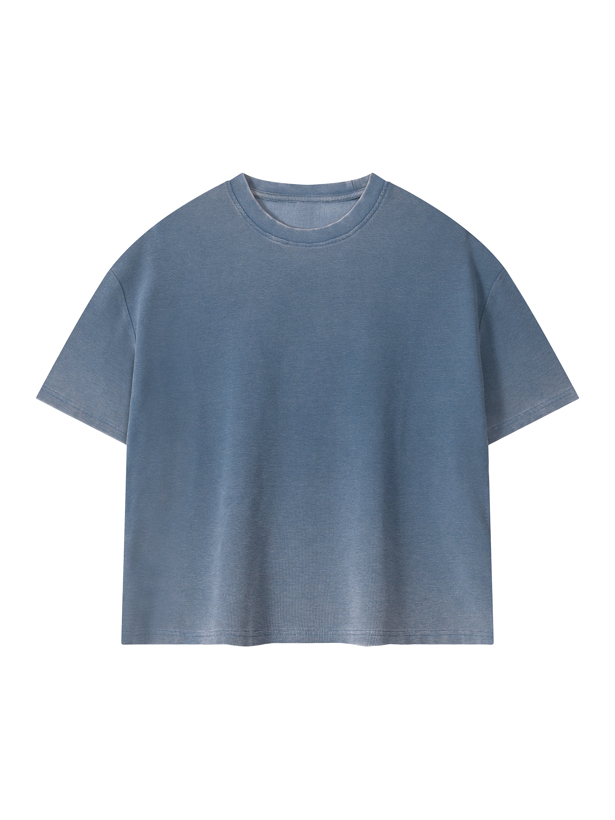 Unisex Vintage Wash Sunfade Waffle T-Shirt – Oversized Boxy Retro Streetwear Tee