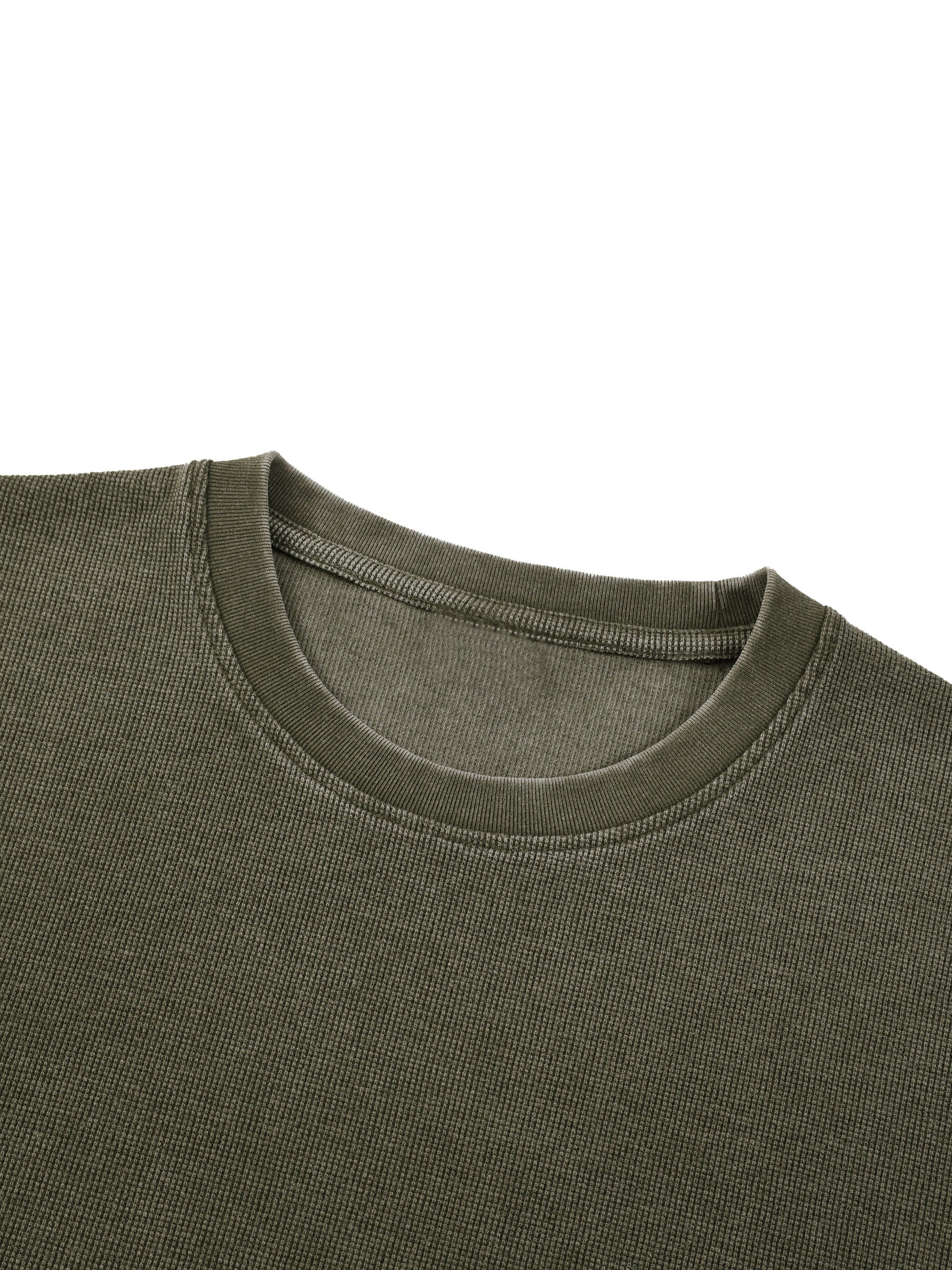 Unisex Vintage Wash Sunfade Waffle T-Shirt – Oversized Boxy Retro Streetwear Tee