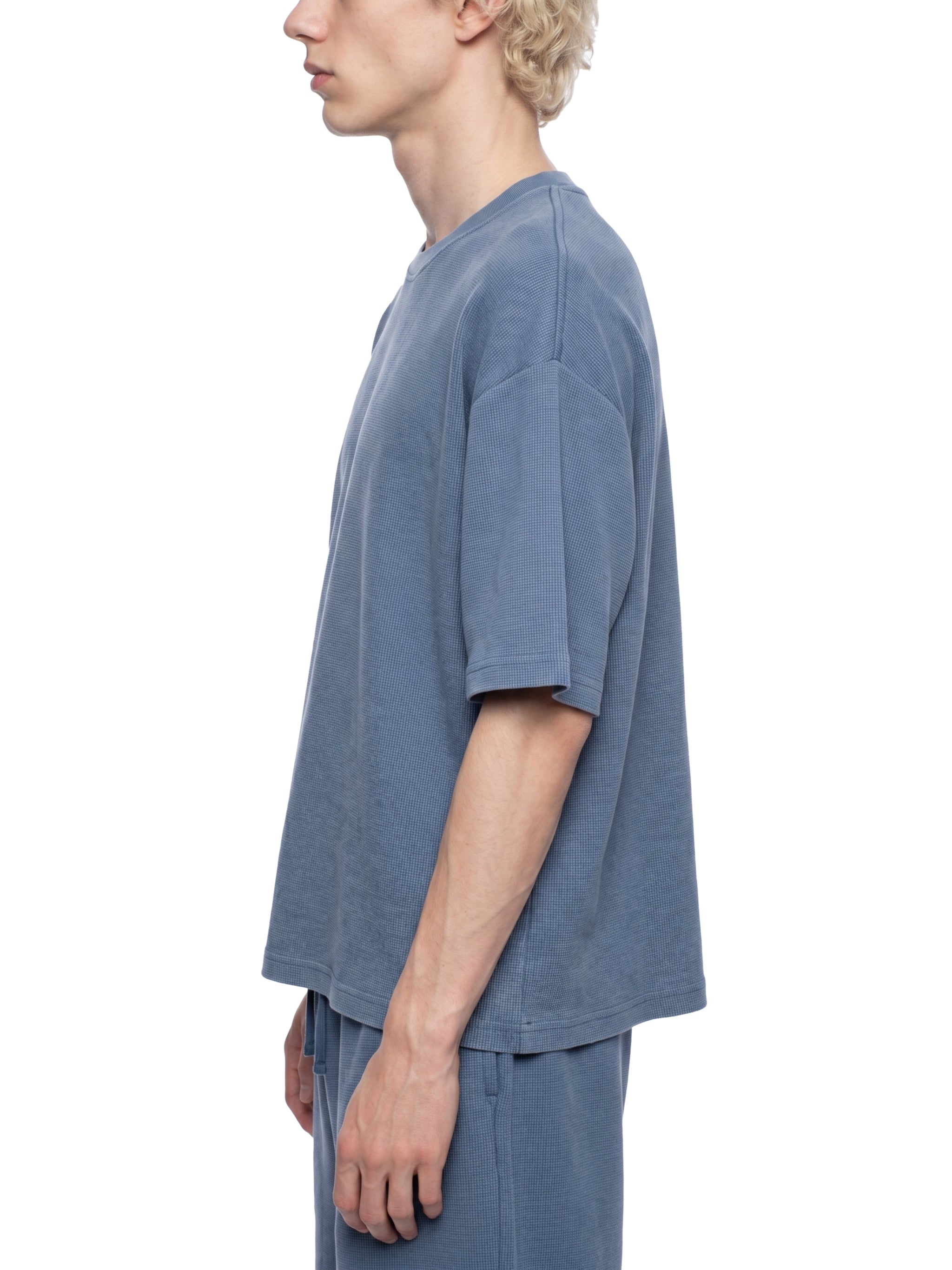 Unisex Vintage Wash Sunfade Waffle T-Shirt – Oversized Boxy Retro Streetwear Tee