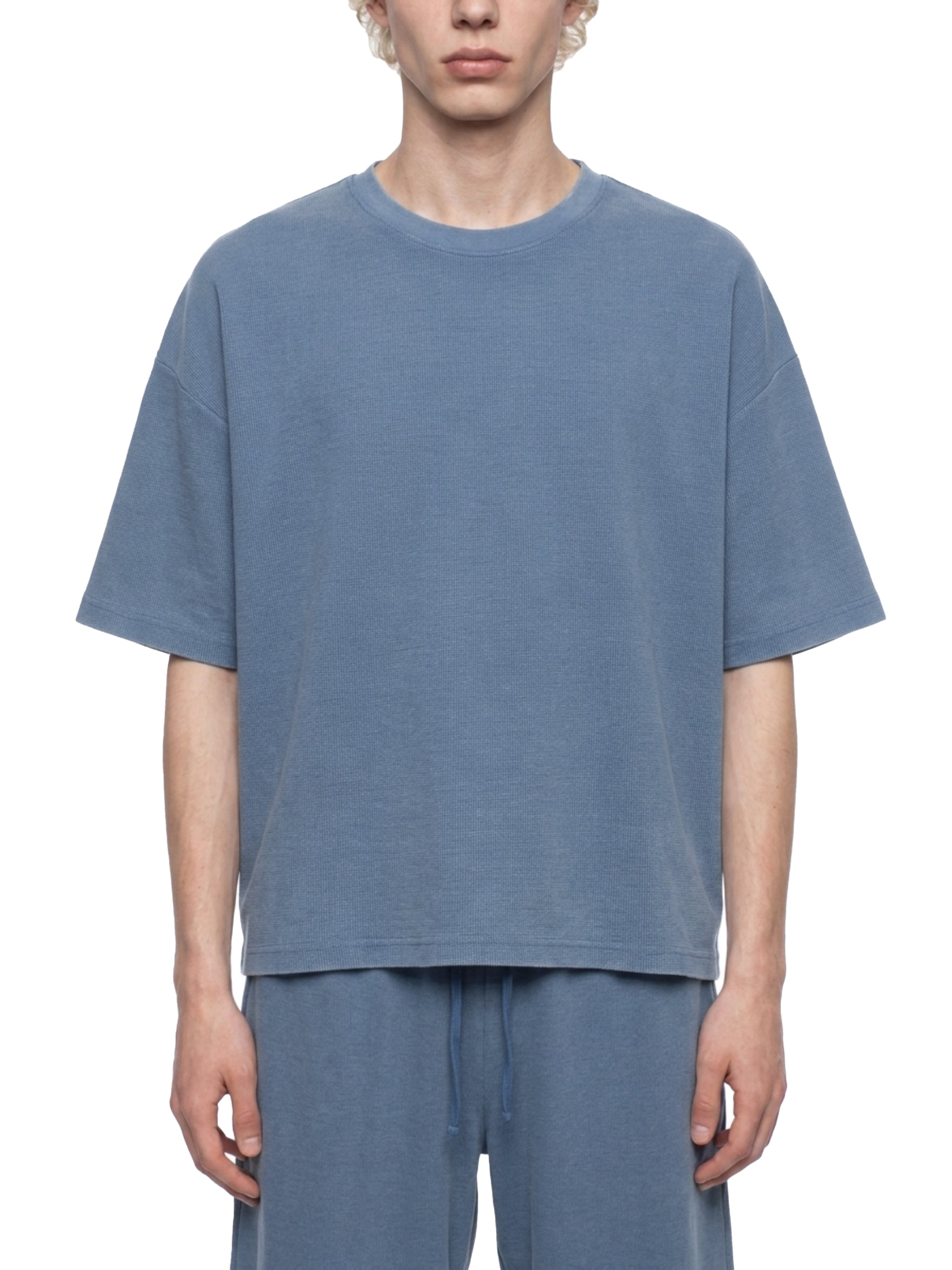Unisex Vintage Wash Sunfade Waffle T-Shirt – Oversized Boxy Retro Streetwear Tee