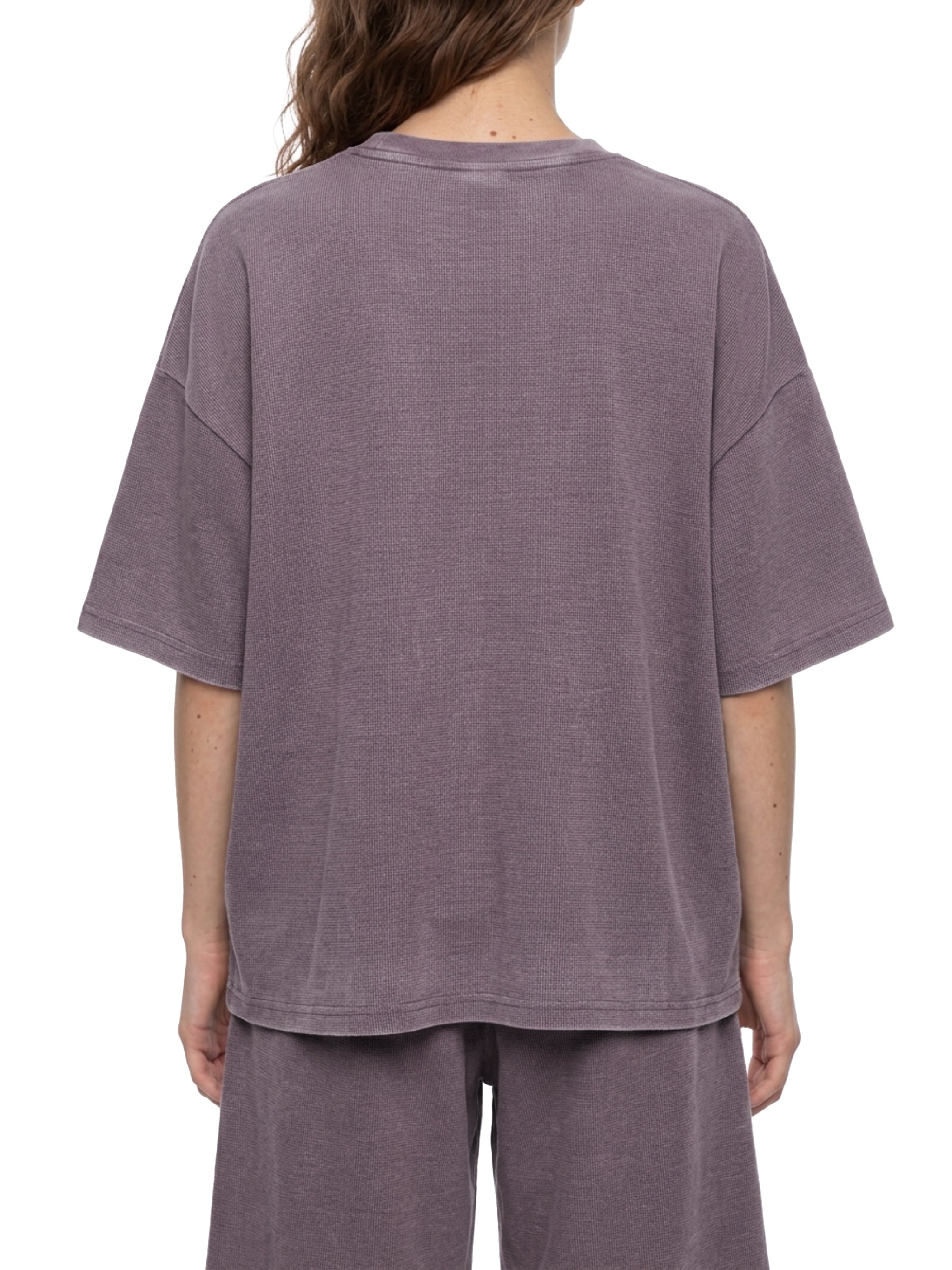 Unisex Vintage Wash Sunfade Waffle T-Shirt – Oversized Boxy Retro Streetwear Tee