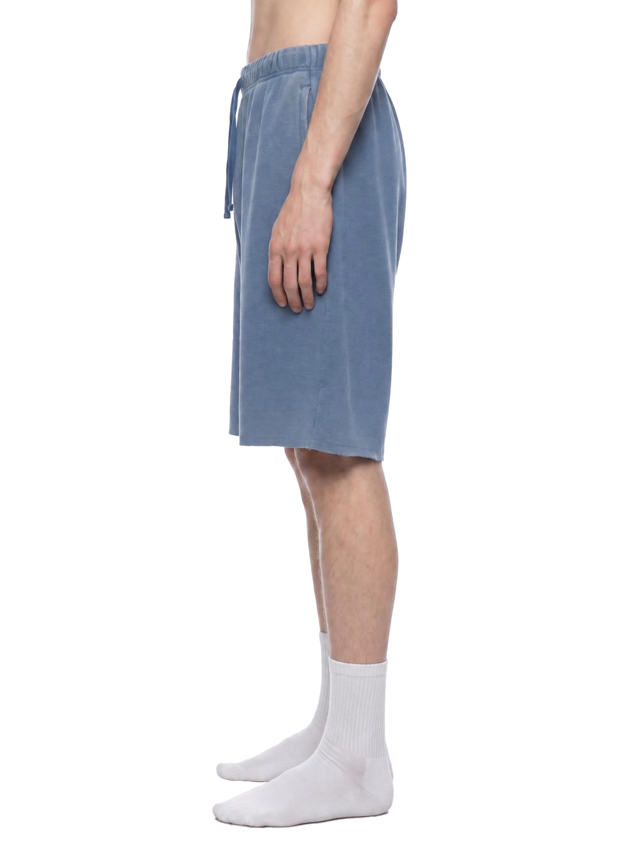 Unisex Vintage Wash Sunfade Waffle Raw Hem Shorts – Oversized Retro Streetwear Shorts