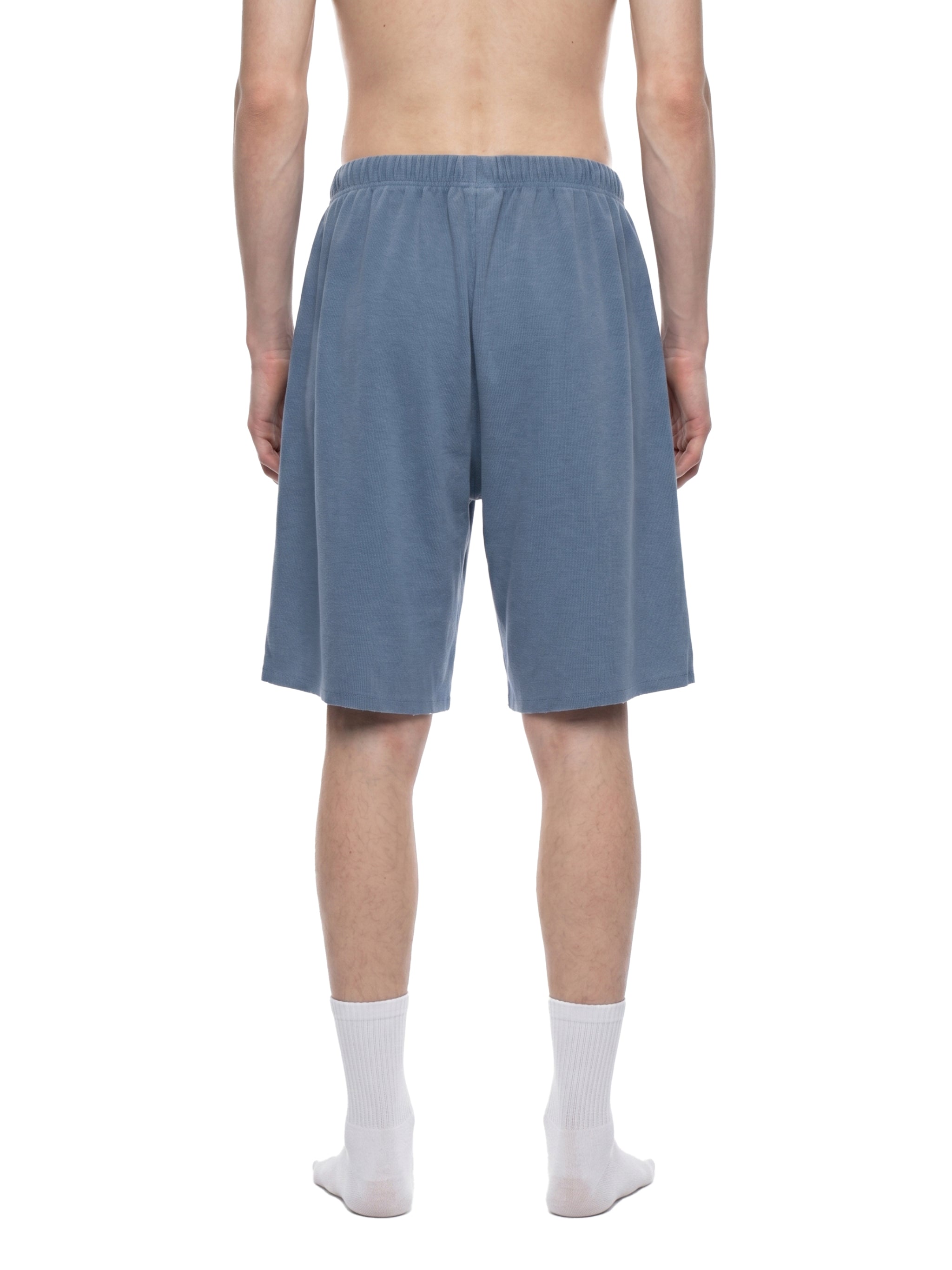 Unisex Vintage Wash Sunfade Waffle Raw Hem Shorts – Oversized Retro Streetwear Shorts