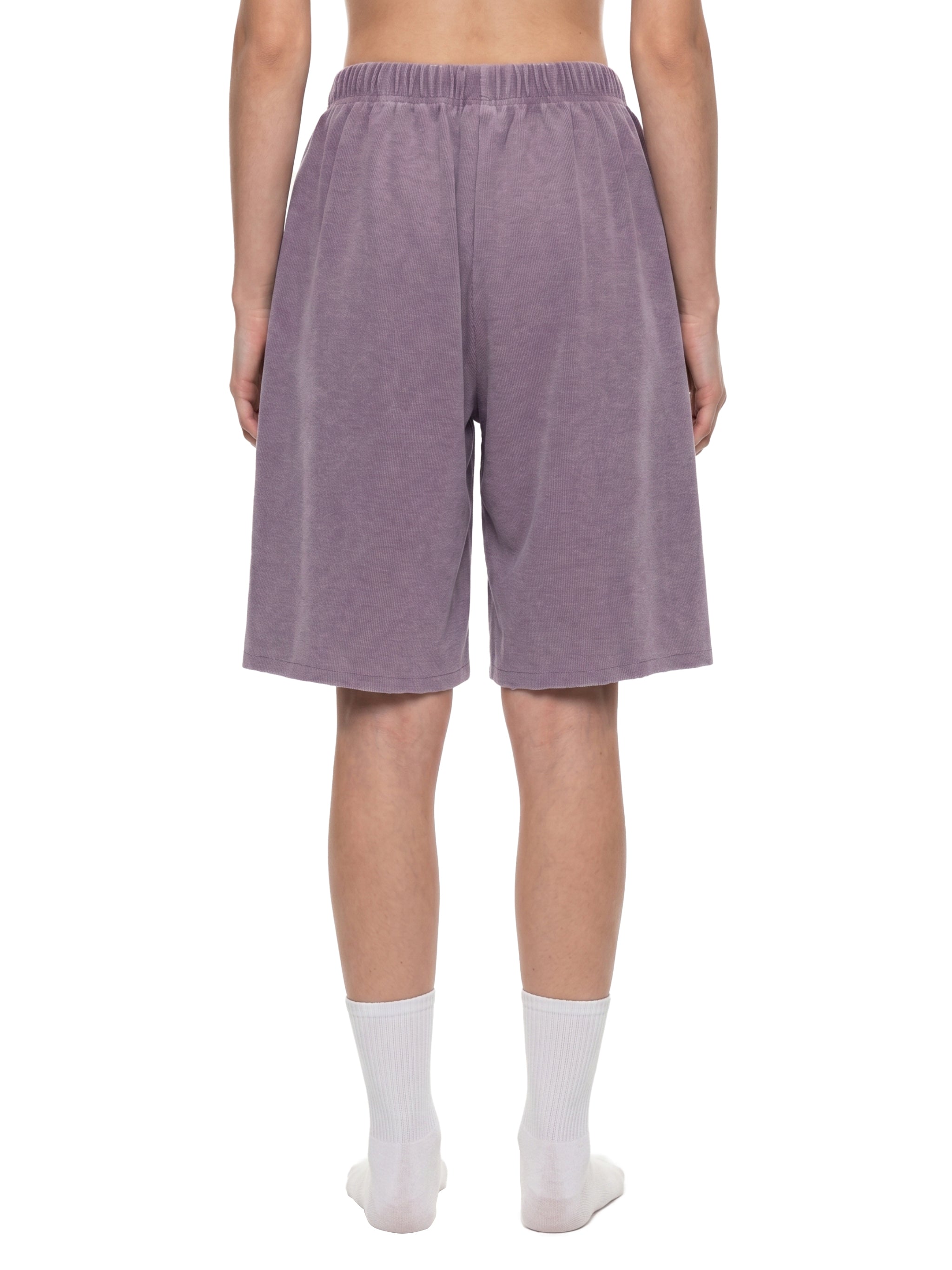 Unisex Vintage Wash Sunfade Waffle Raw Hem Shorts – Oversized Retro Streetwear Shorts