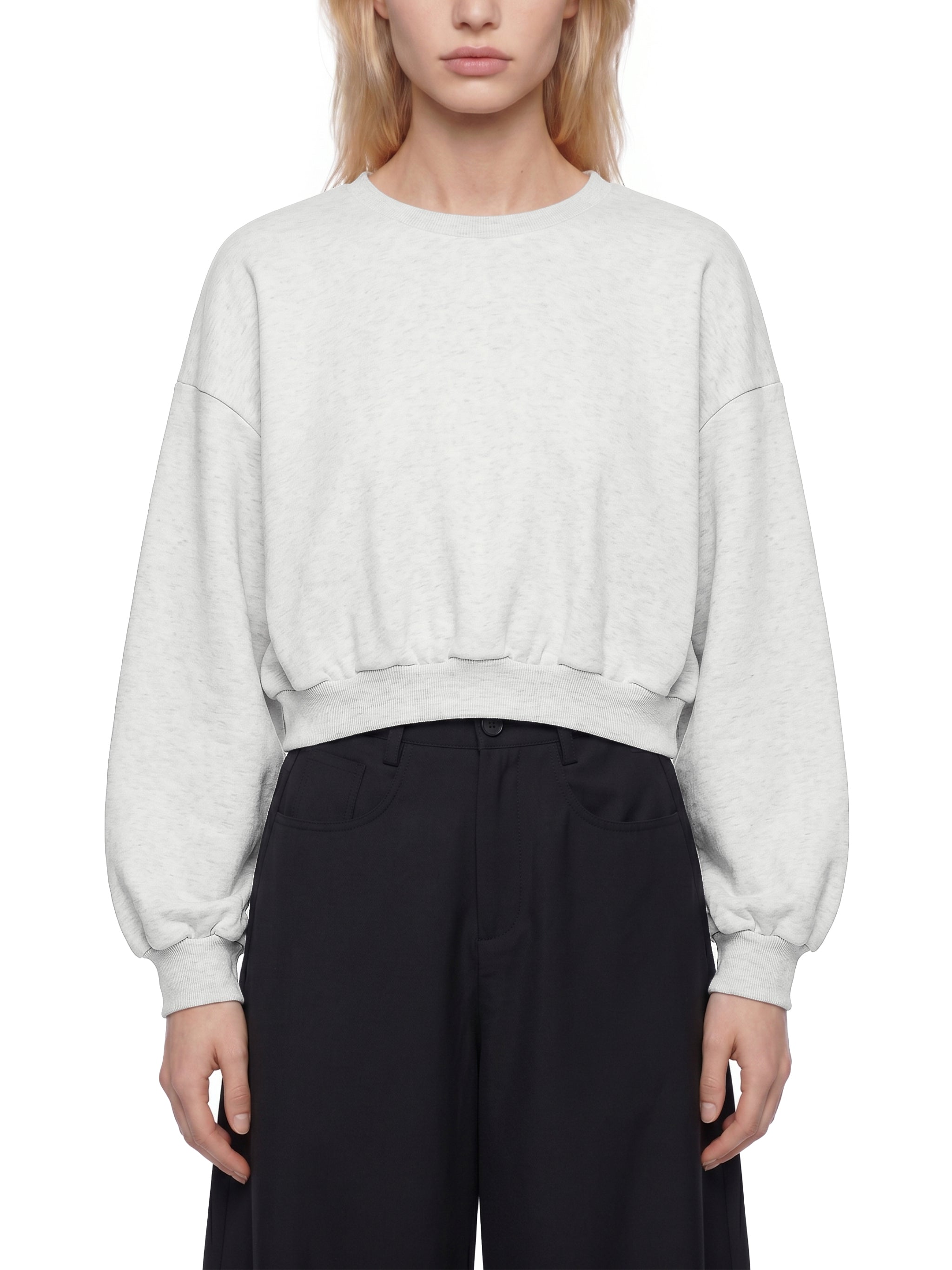 Women's Boxy Cropped Crewneck Sweatshirt – Oversized Casual Fleece Pullover