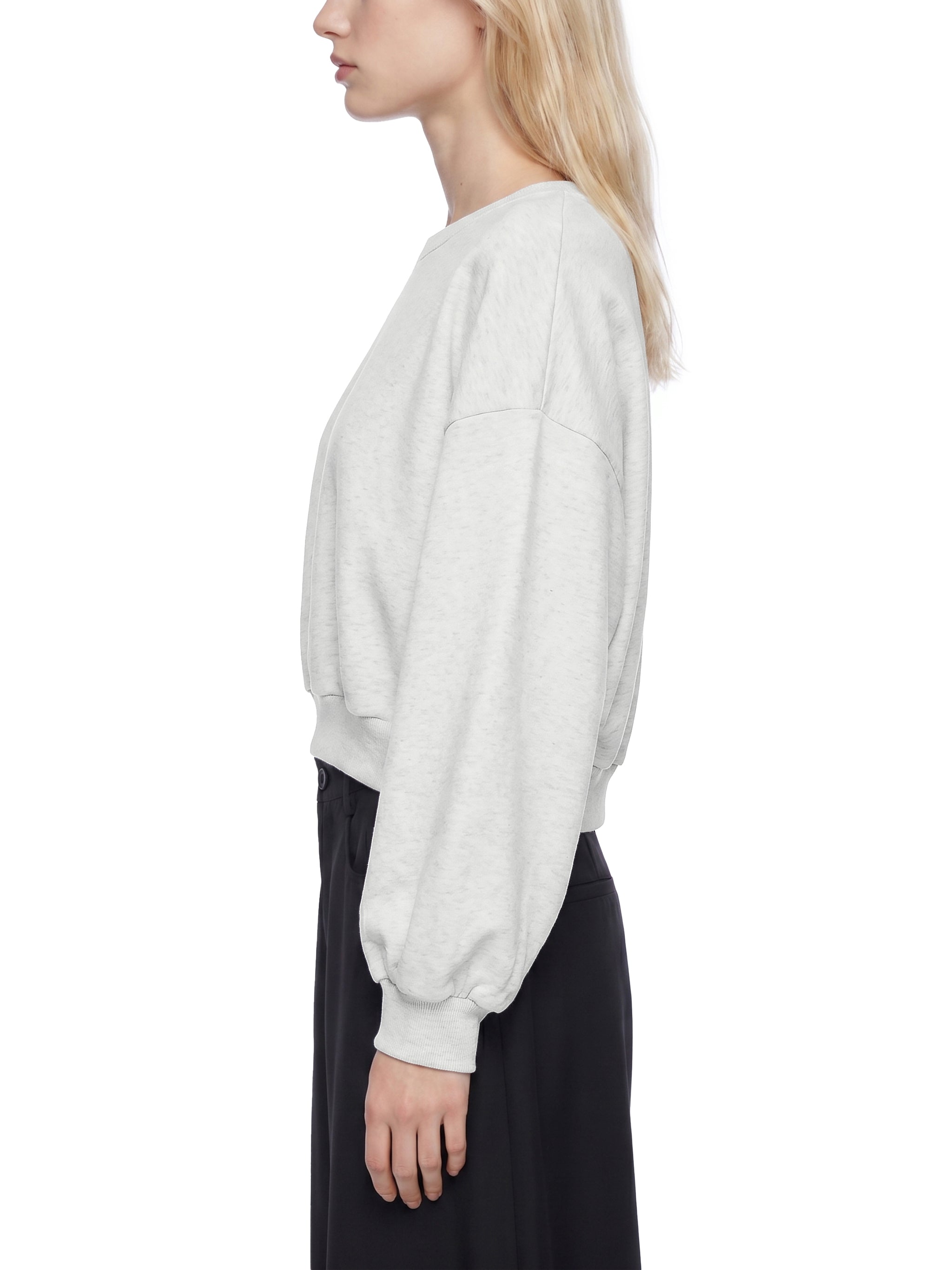 Women's Boxy Cropped Crewneck Sweatshirt – Oversized Casual Fleece Pullover