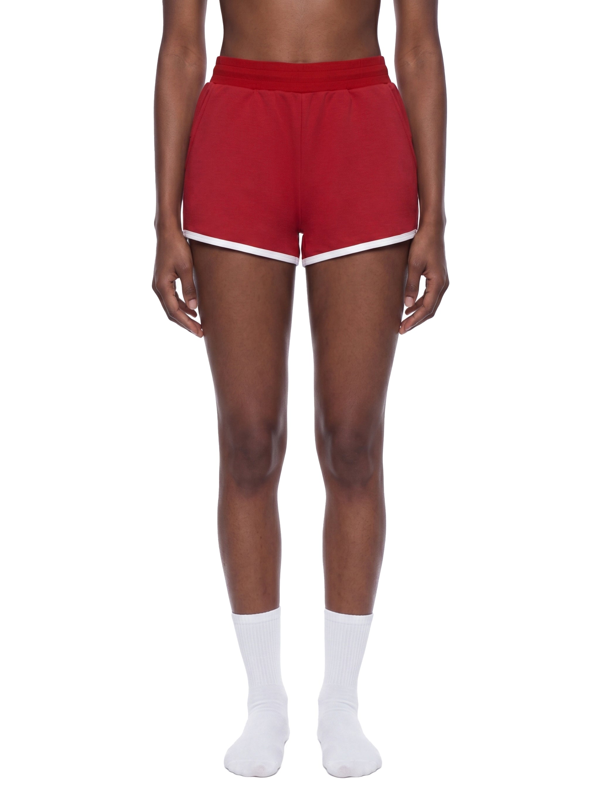 Women's Retro Contrast Trim Athletic Shorts – High-Waisted Activewear Shorts