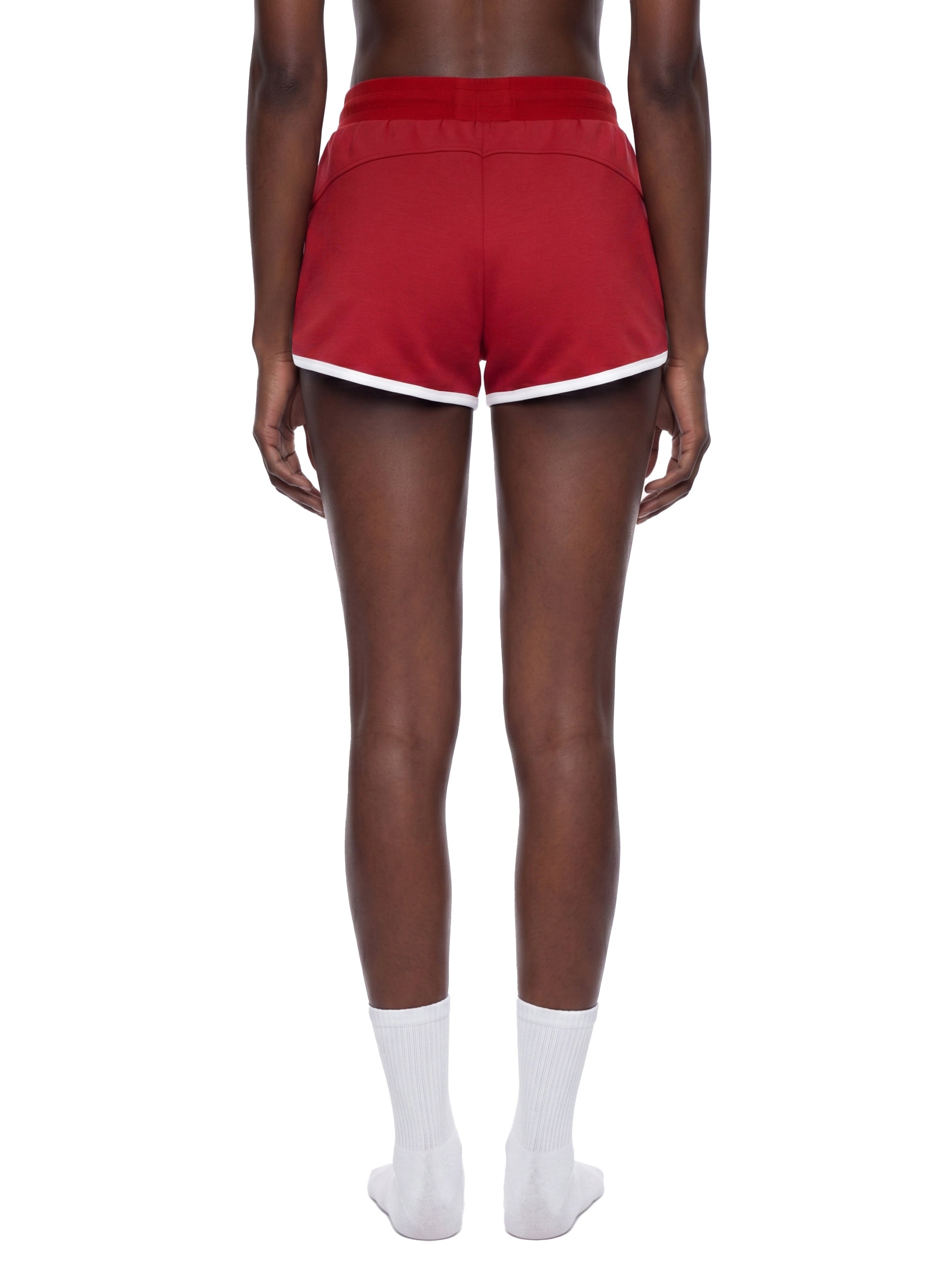 Women's Retro Contrast Trim Athletic Shorts – High-Waisted Activewear Shorts