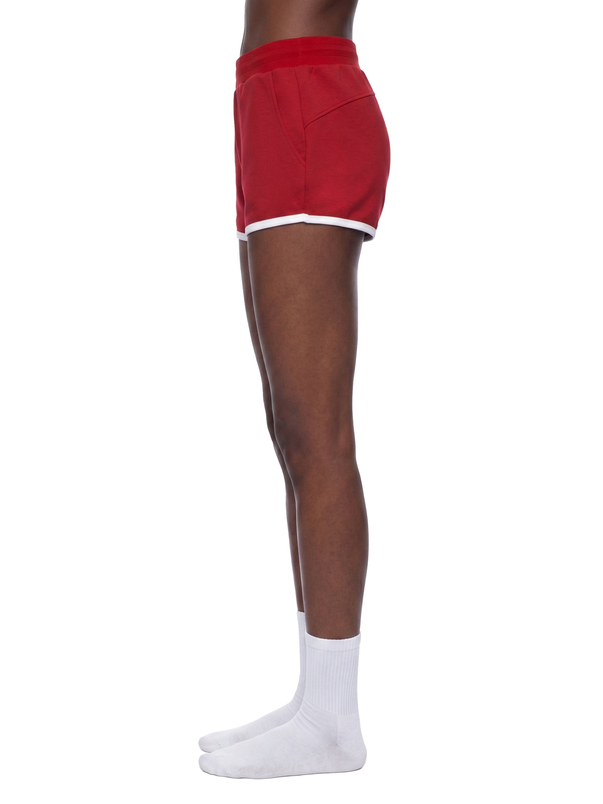 Women's Retro Contrast Trim Athletic Shorts – High-Waisted Activewear Shorts
