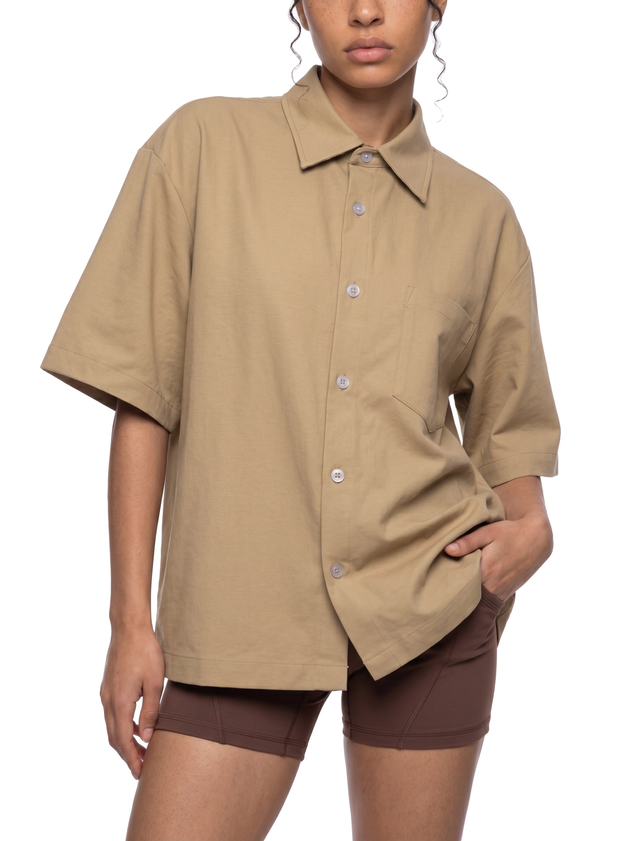 Unisex Heavyweight Boxy Short Sleeve Shirt – Oversized Premium Streetwear Button-Up