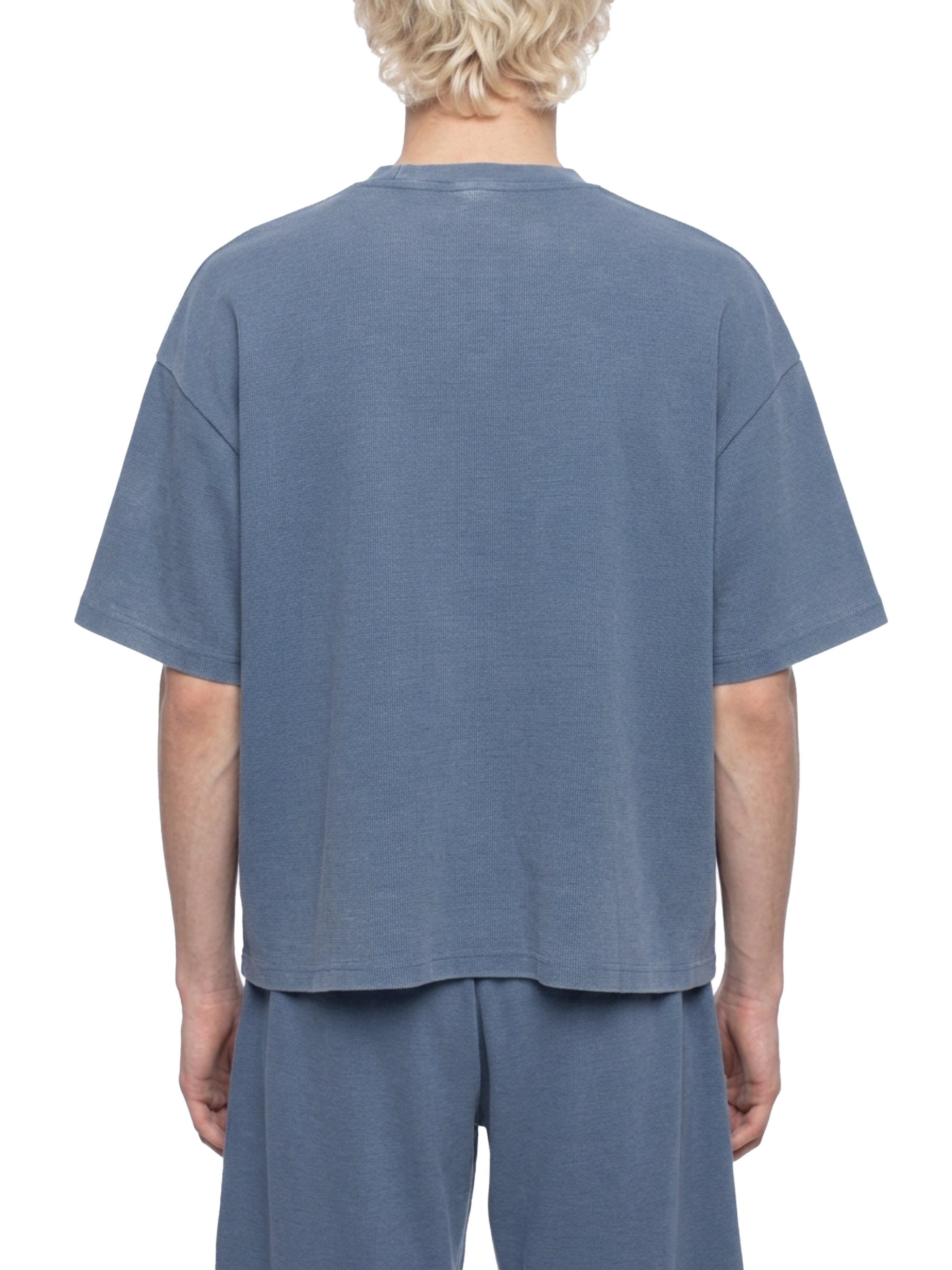 Unisex Vintage Wash Sunfade Waffle T-Shirt – Oversized Boxy Retro Streetwear Tee