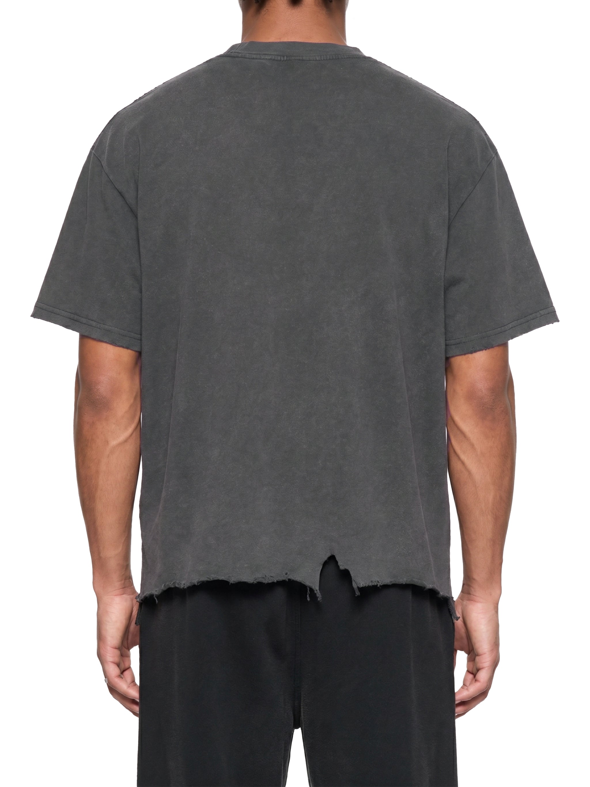 Unisex Vintage Wash Distressed Hem T-Shirt – Oversized Boxy Retro Streetwear Tee
