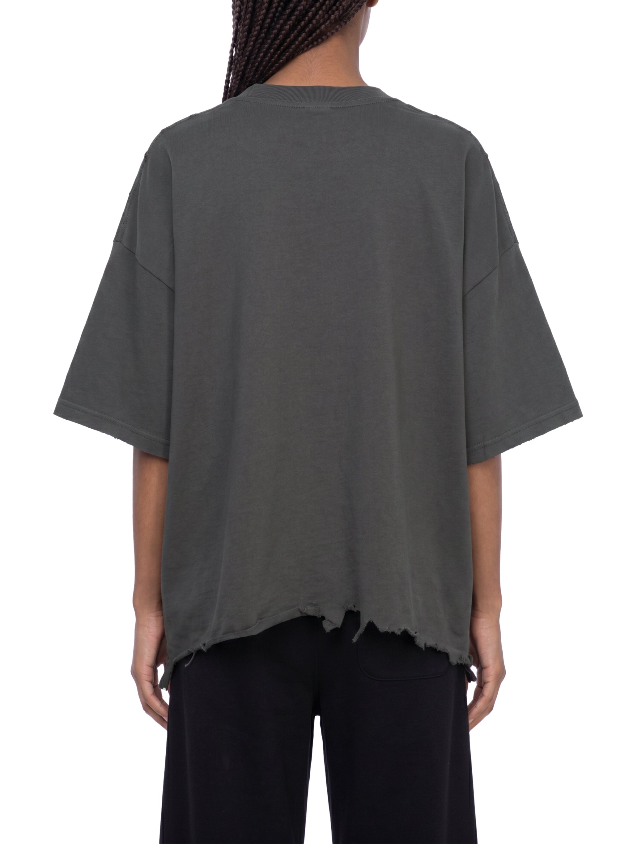 Unisex Vintage Wash Distressed Hem T-Shirt – Oversized Boxy Retro Streetwear Tee