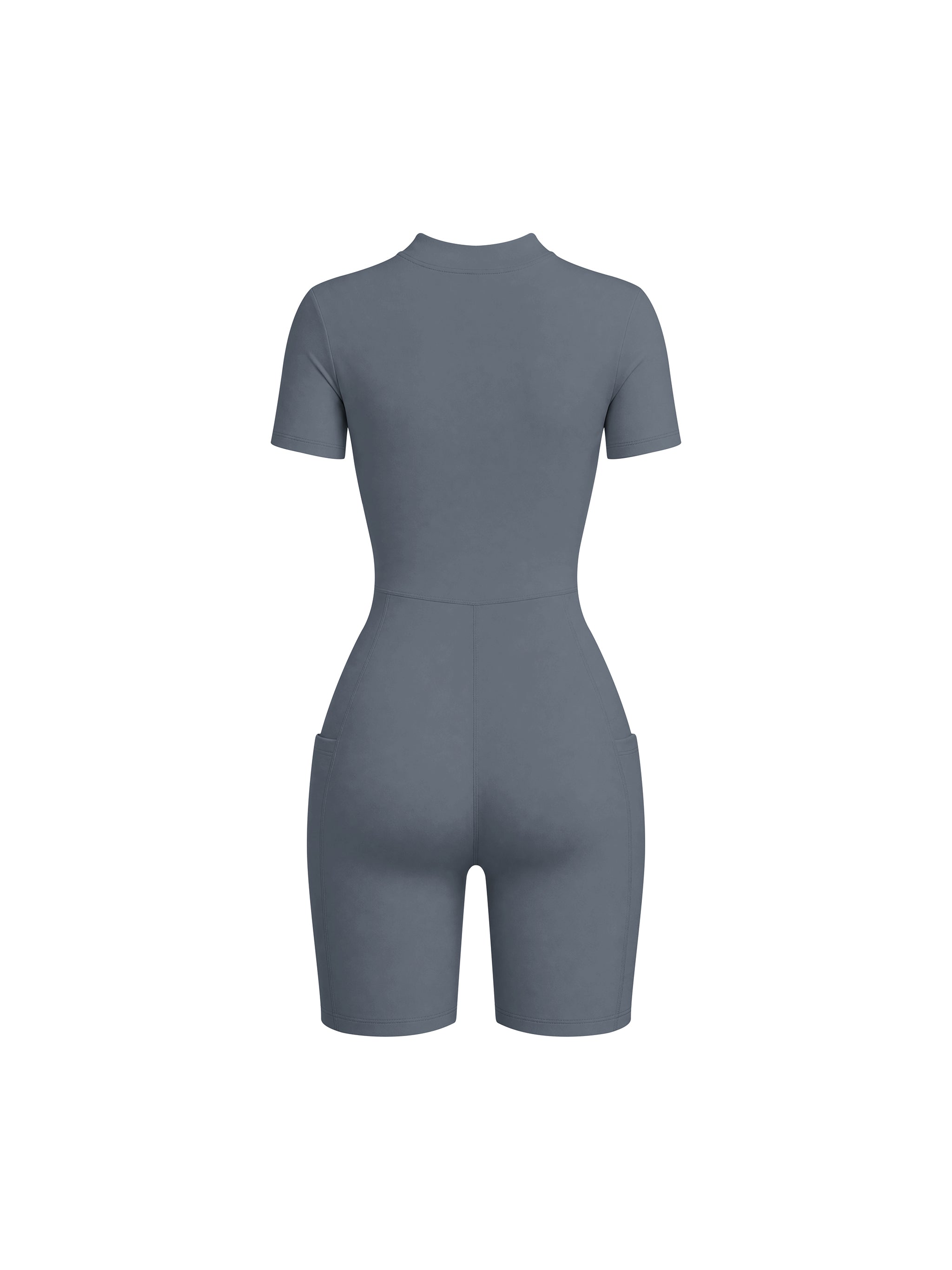 Women's Quarter Zip Short Sleeve Romper – Athletic One-Piece Activewear Jumpsuit