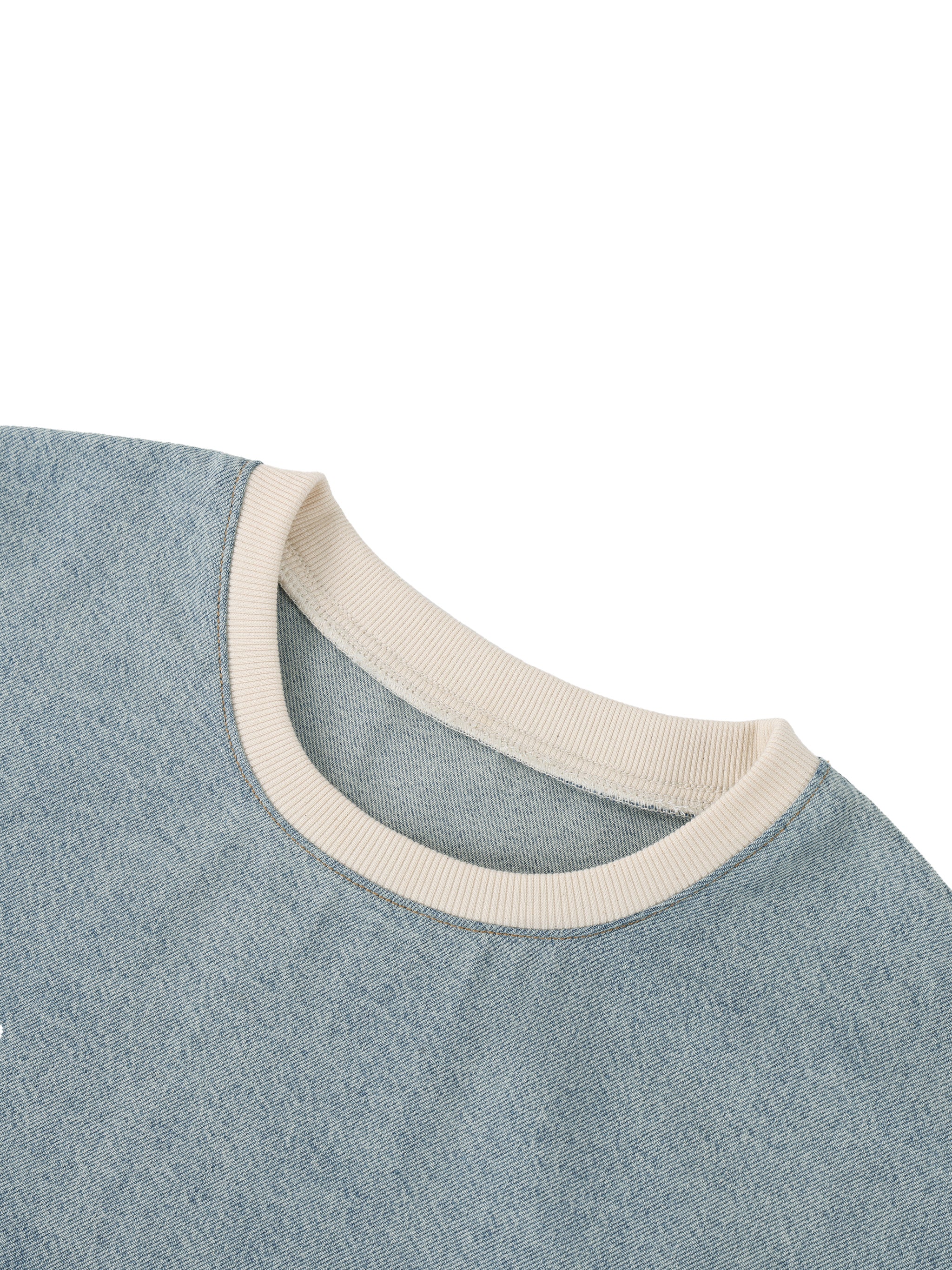 Unisex Vintage Wash Raw Hem Denim T-Shirt – Oversized Boxy Streetwear Denim Tee