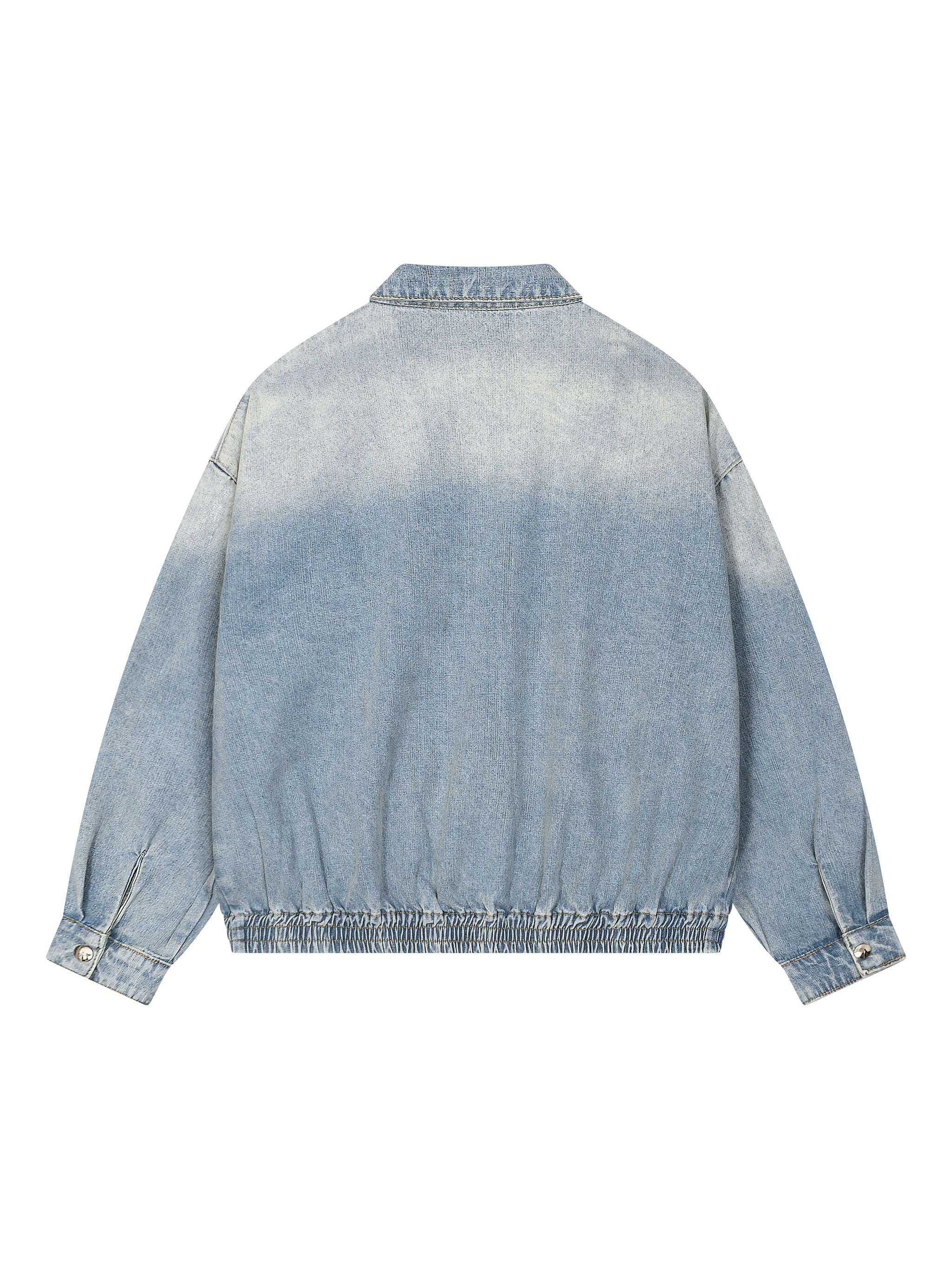 Unisex Vintage Wash Full Zip Denim Jacket – Oversized Retro Streetwear Jean Jacket