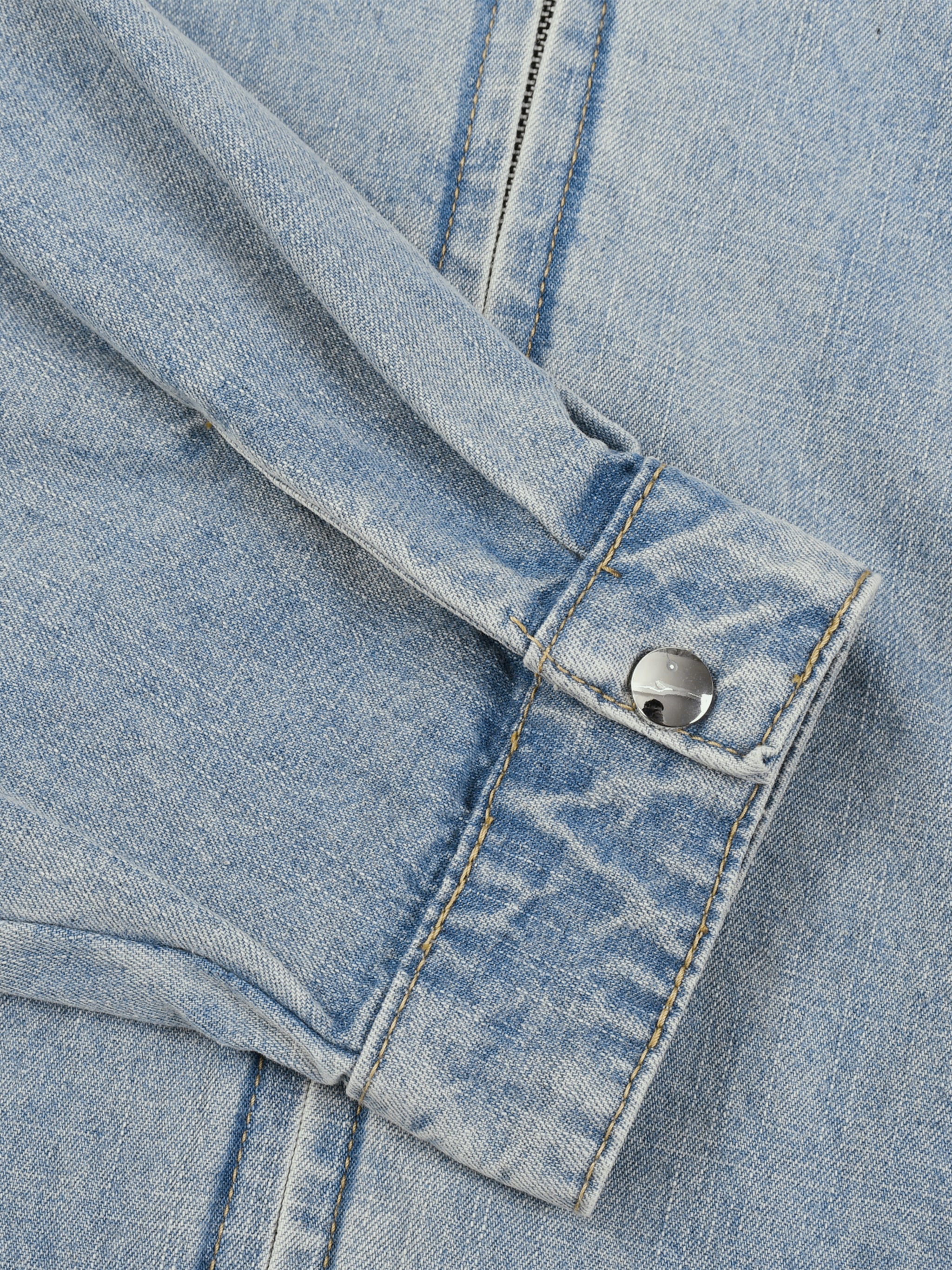 Unisex Vintage Wash Full Zip Denim Jacket – Oversized Retro Streetwear Jean Jacket
