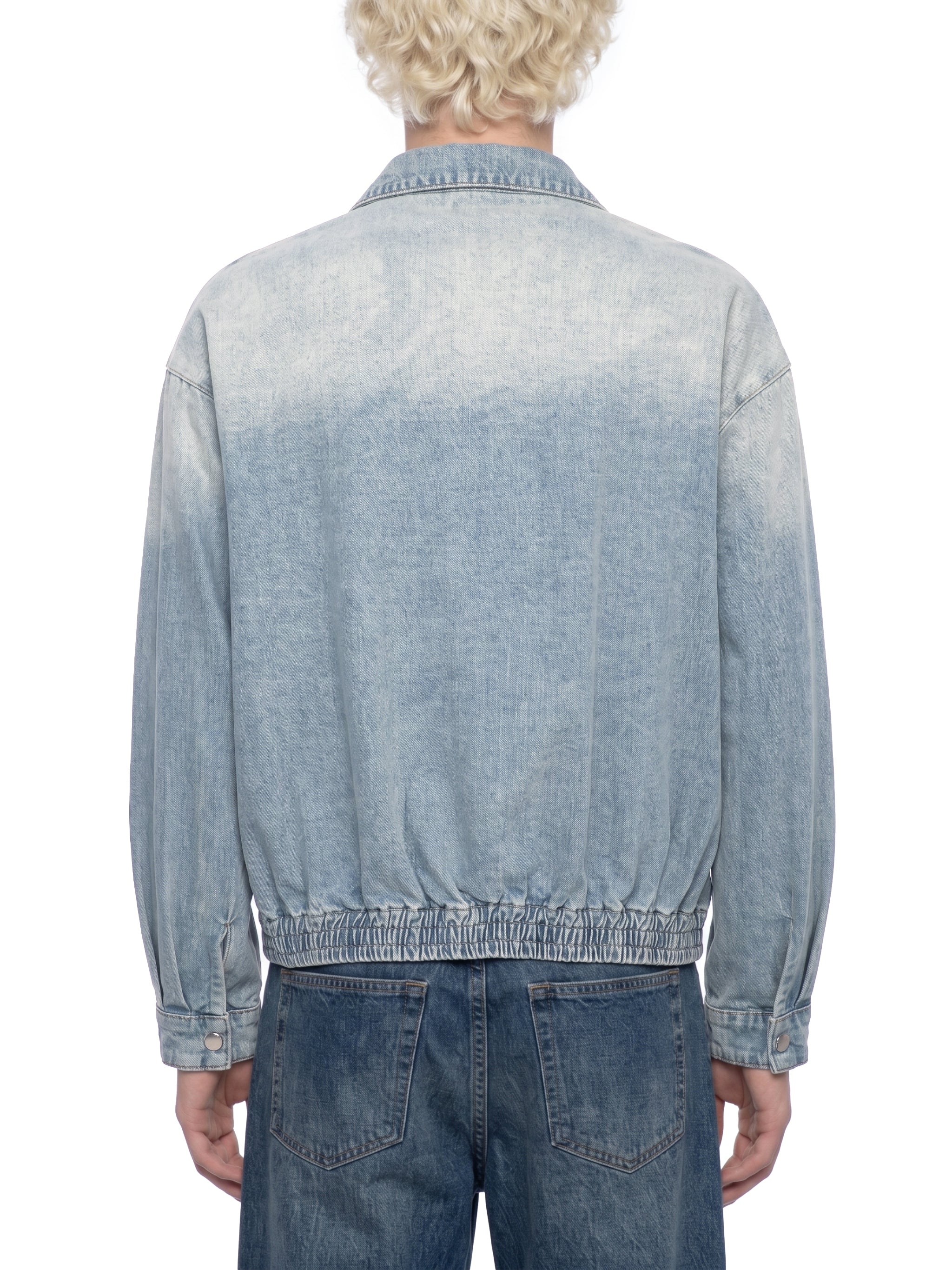 Unisex Vintage Wash Full Zip Denim Jacket – Oversized Retro Streetwear Jean Jacket
