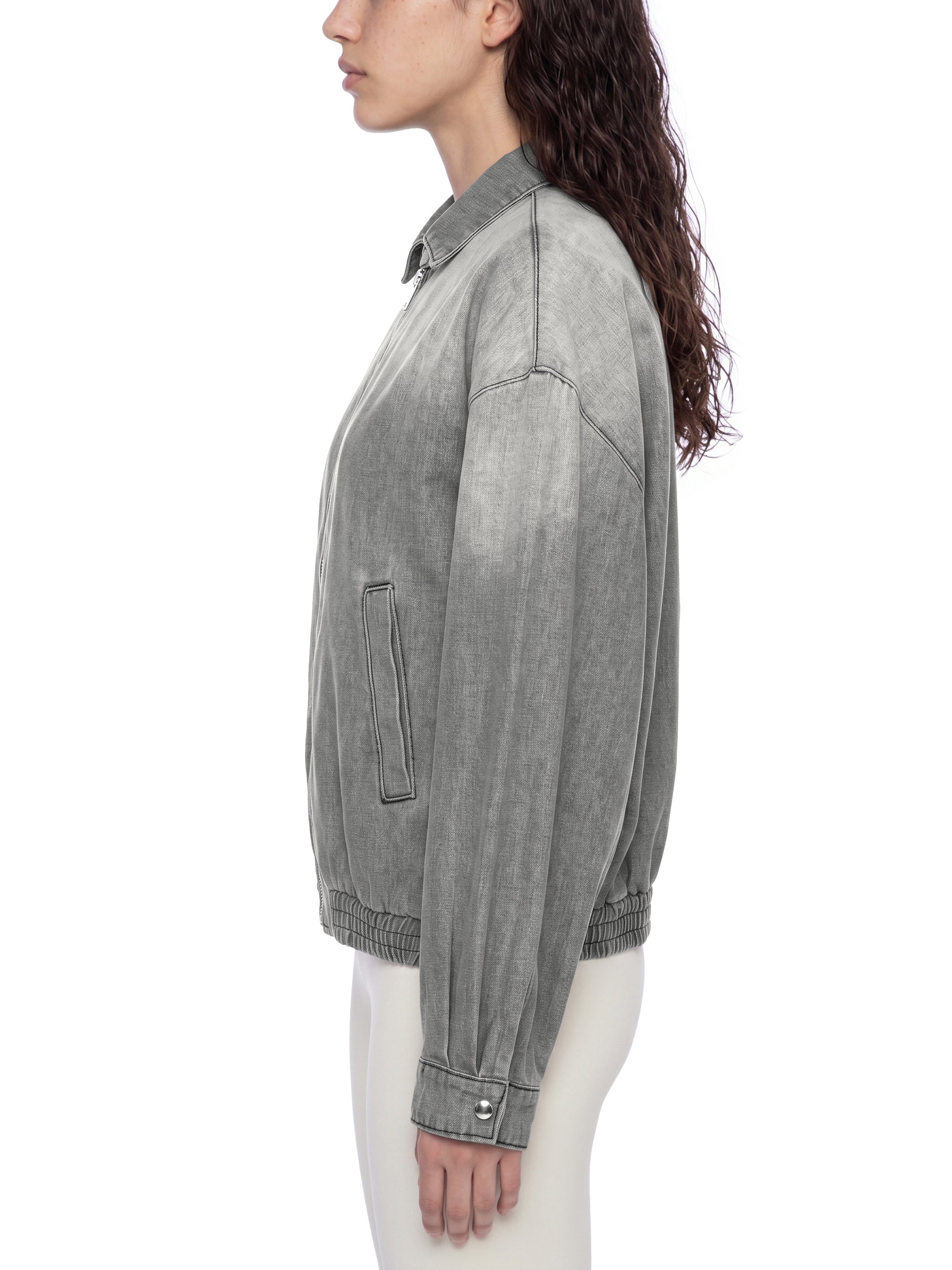 Unisex Vintage Wash Full Zip Denim Jacket – Oversized Retro Streetwear Jean Jacket