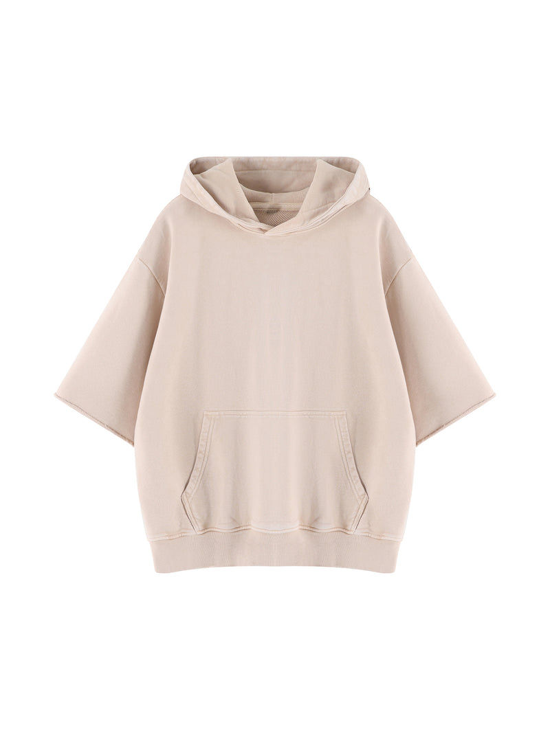 Unisex Mineral Wash Short Sleeve Hoodie – Oversized Vintage Streetwear Hooded Tee