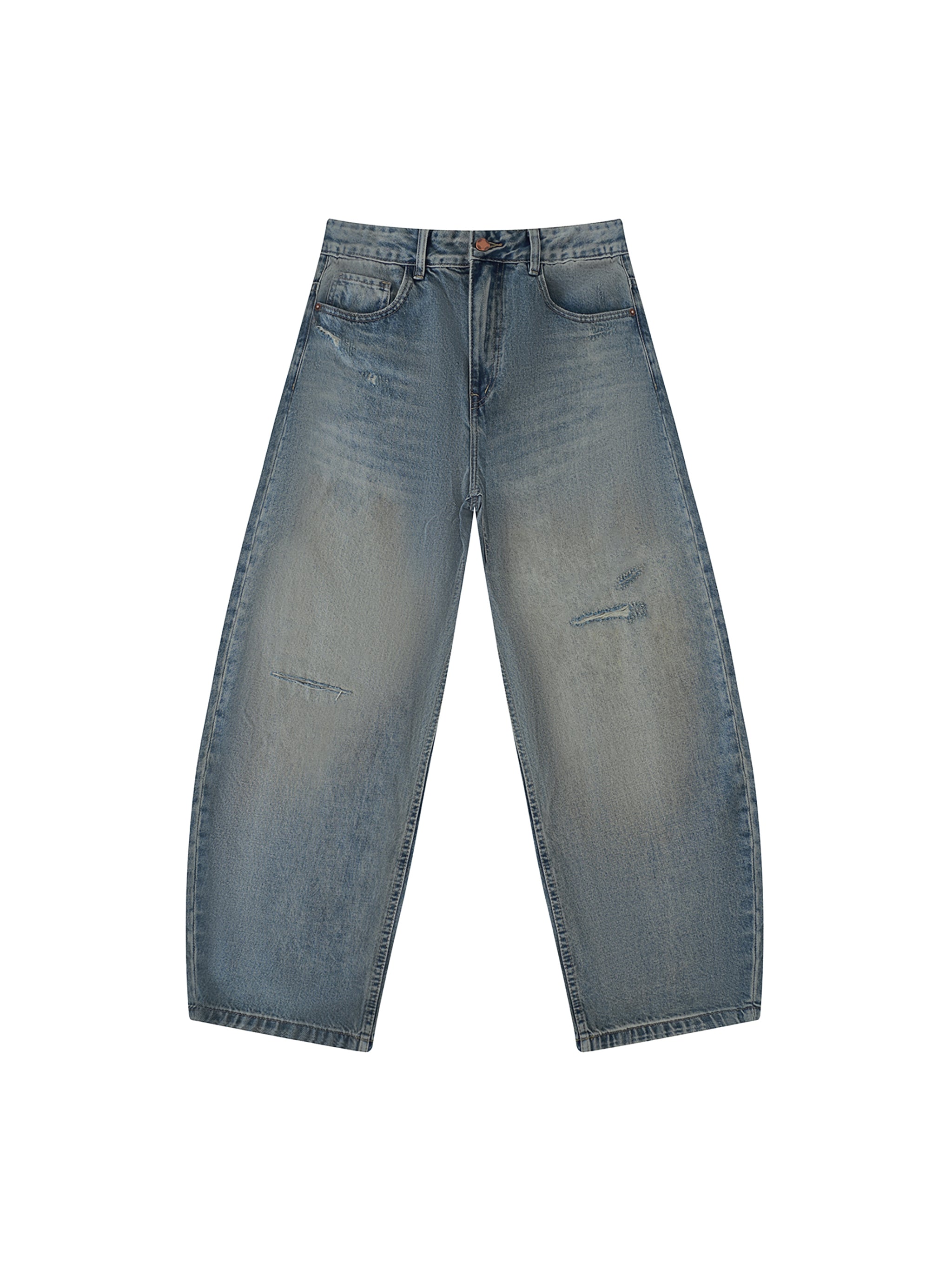 Men's Distressed Barrel Leg Jeans – Relaxed Fit Premium Denim Pants