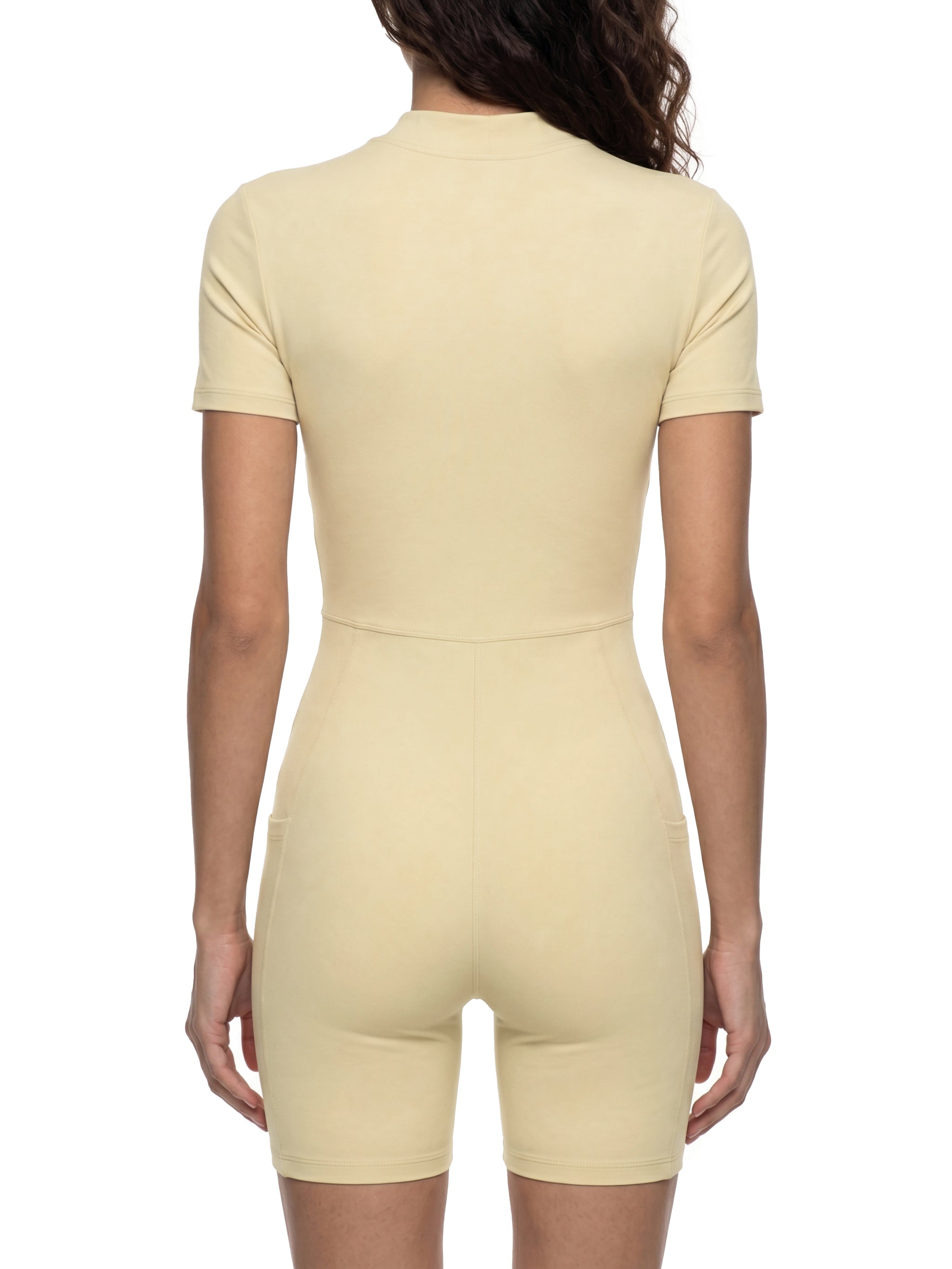 Women's Quarter Zip Short Sleeve Romper – Athletic One-Piece Activewear Jumpsuit