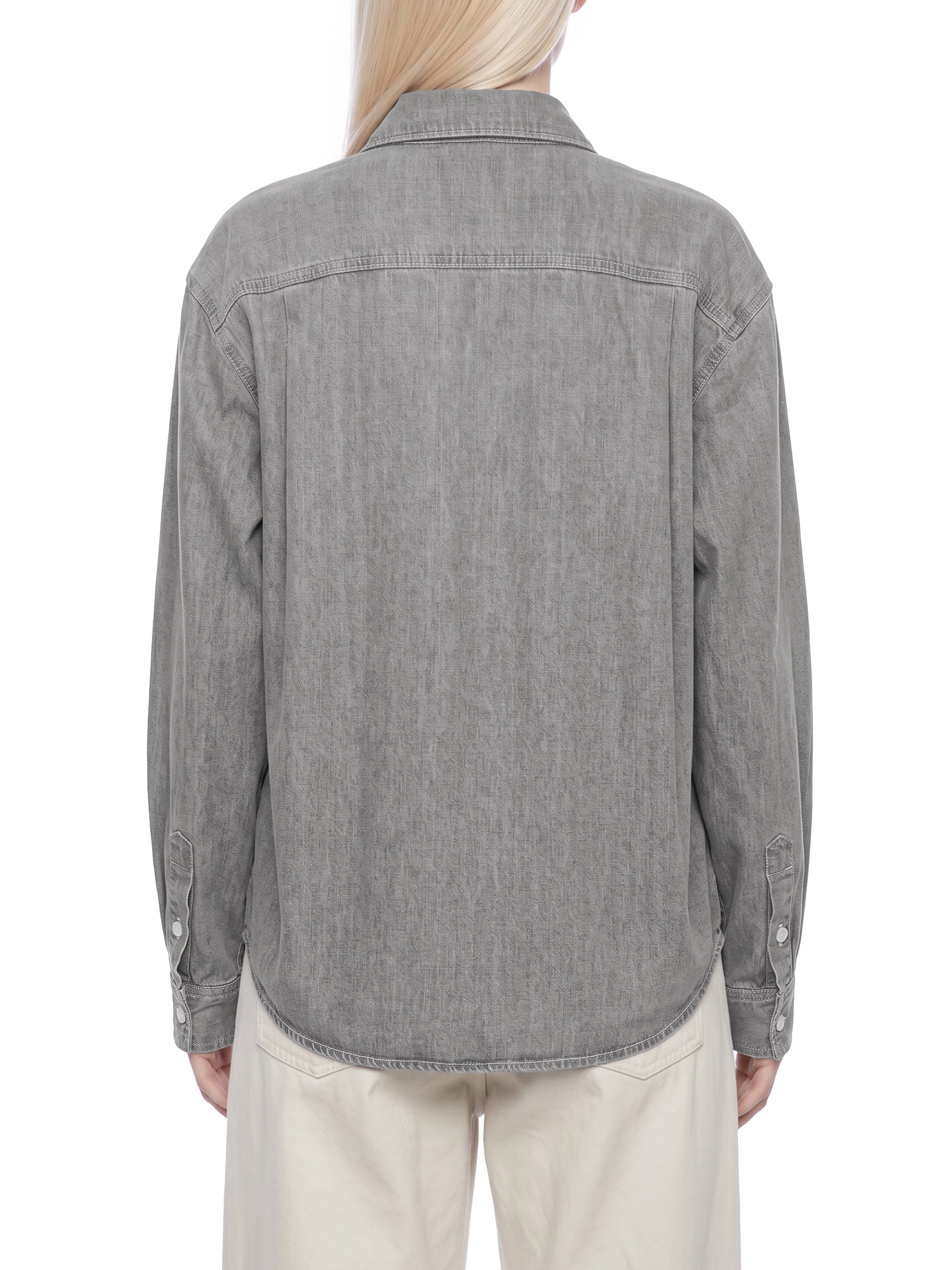 Unisex Vintage Wash Denim Shirt – Oversized Retro Button-Up Streetwear Denim Top