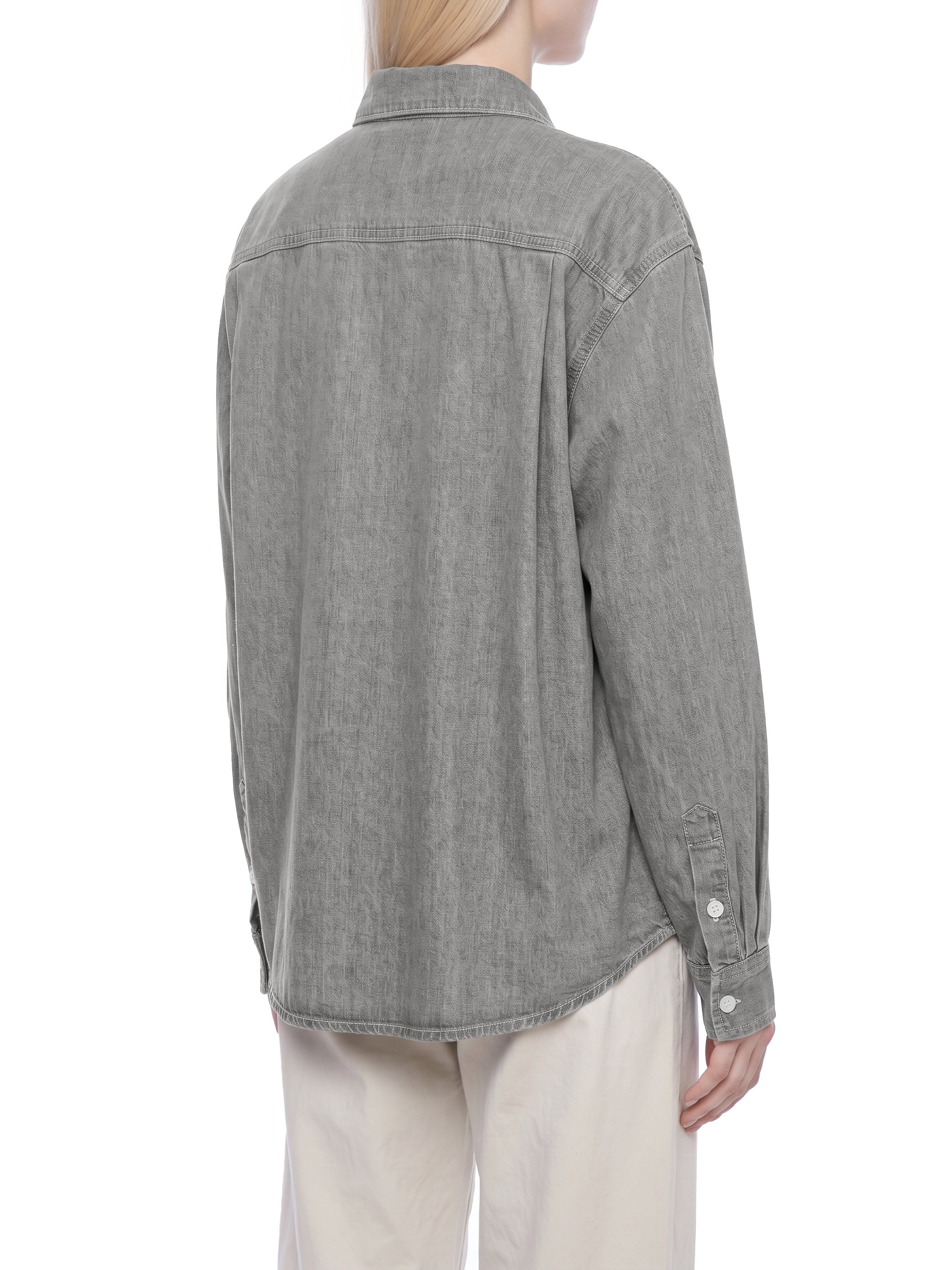 Unisex Vintage Wash Denim Shirt – Oversized Retro Button-Up Streetwear Denim Top