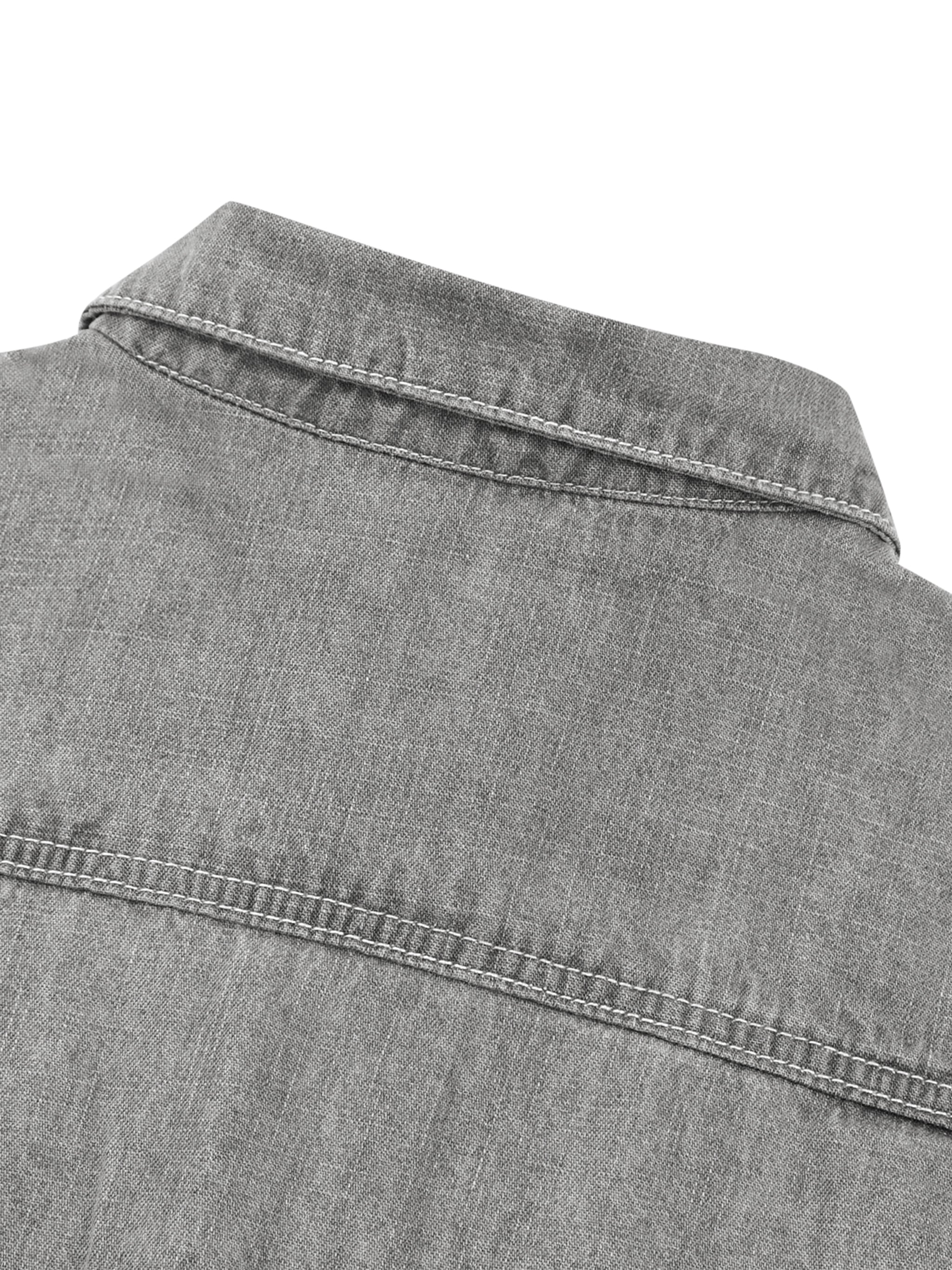 Unisex Vintage Wash Denim Shirt – Oversized Retro Button-Up Streetwear Denim Top