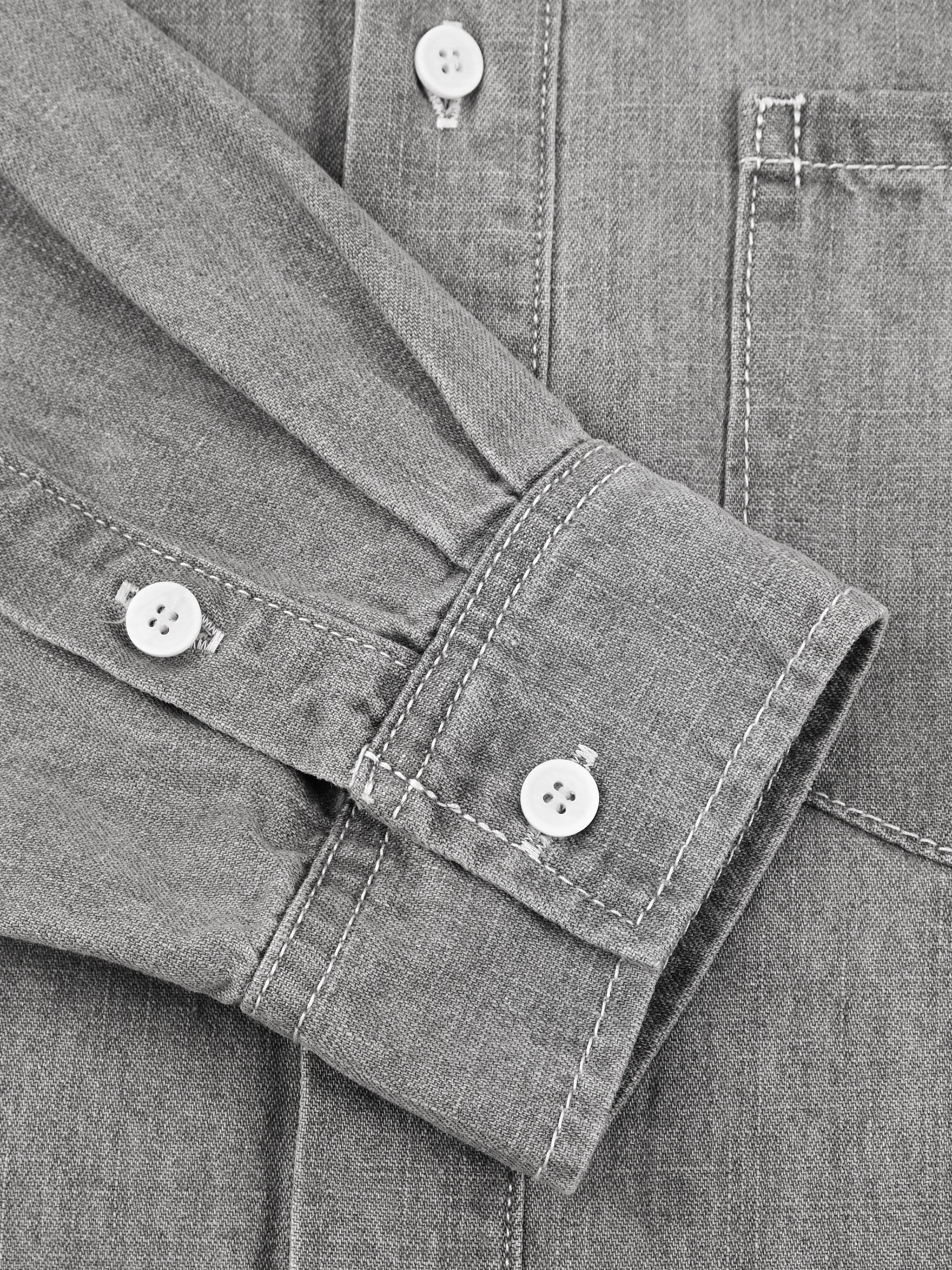 Unisex Vintage Wash Denim Shirt – Oversized Retro Button-Up Streetwear Denim Top