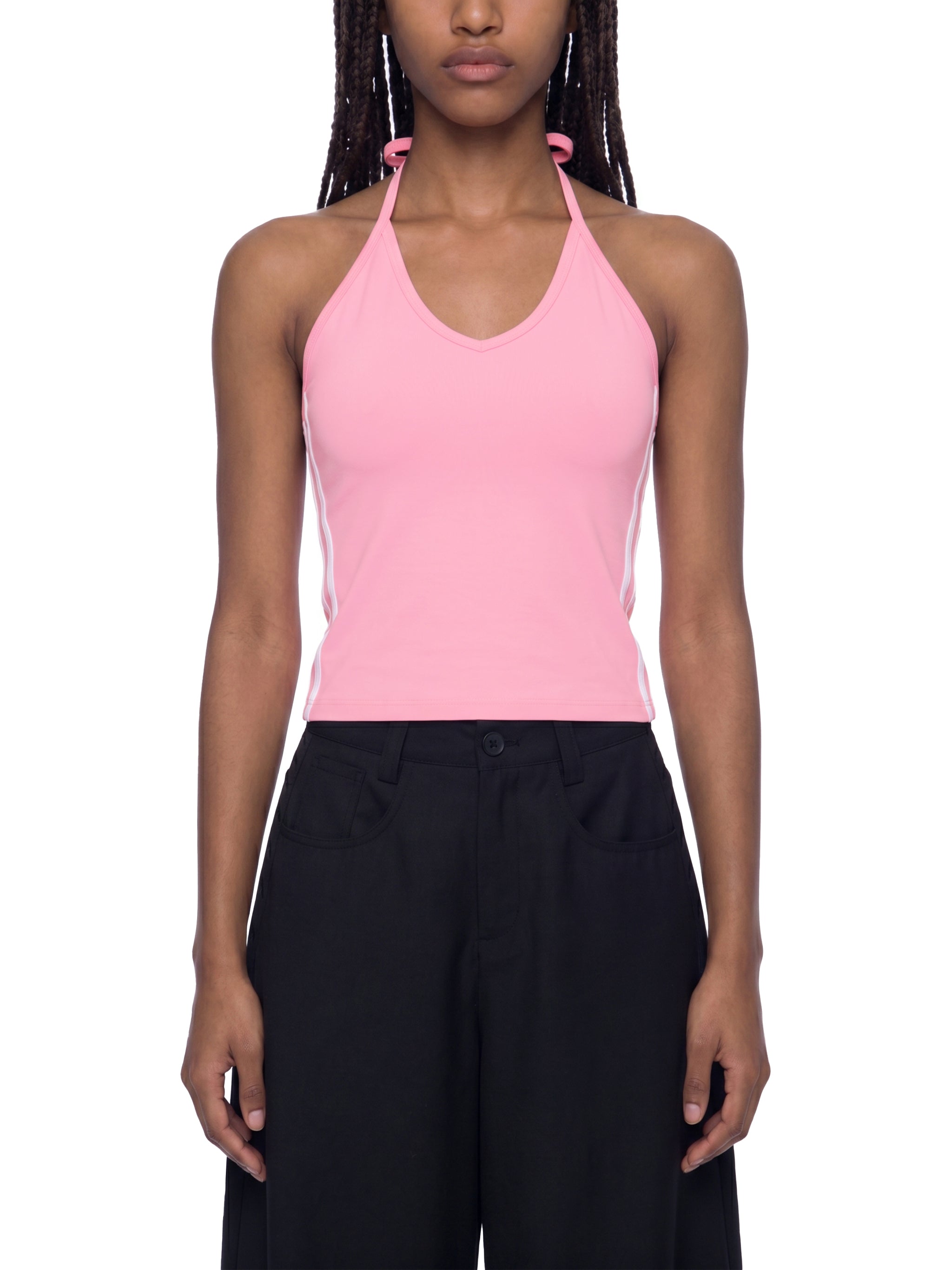 Women's Color Block Halter Crop Tank Top – Sleeveless Summer Essential