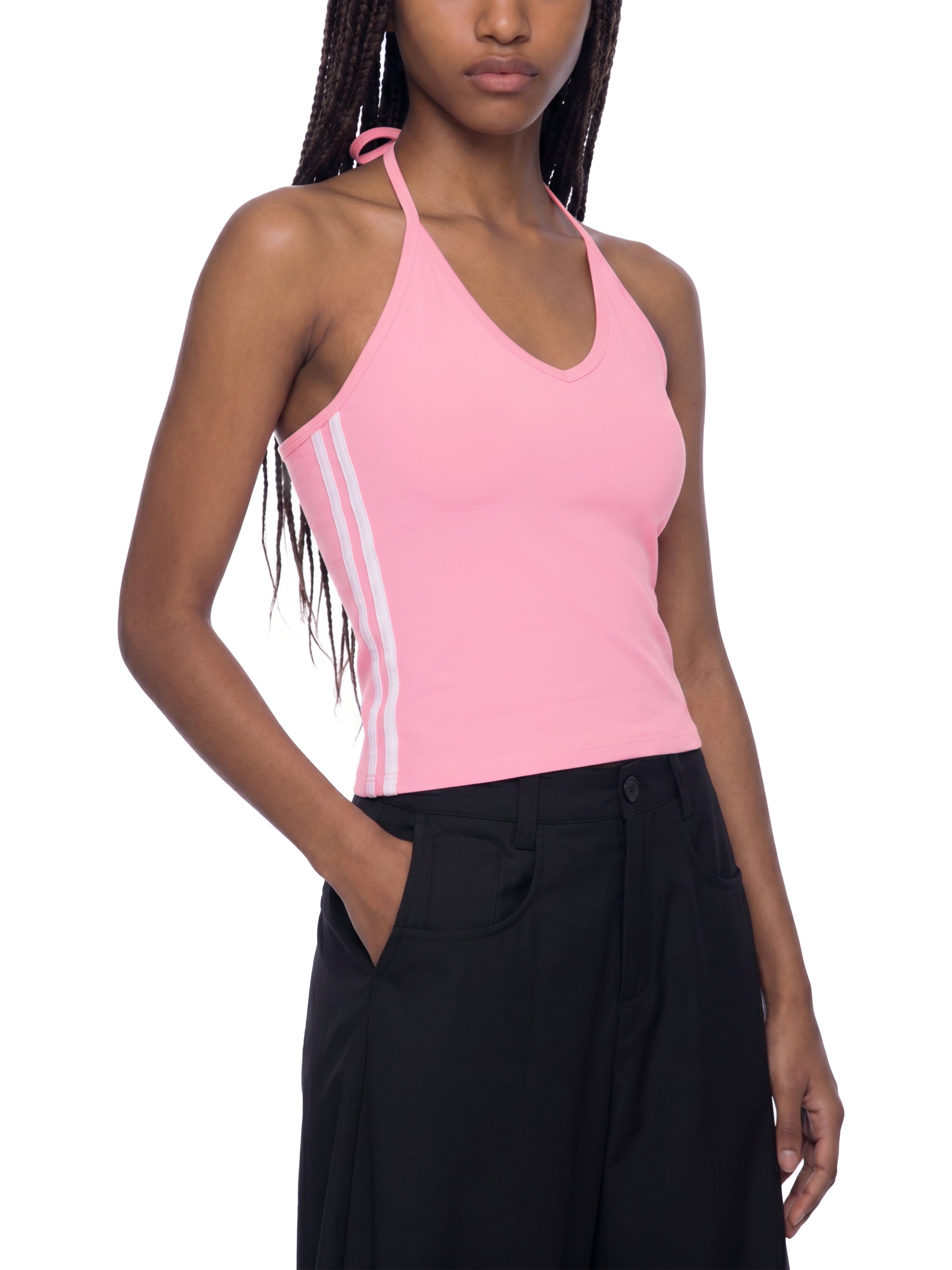 Women's Color Block Halter Crop Tank Top – Sleeveless Summer Essential