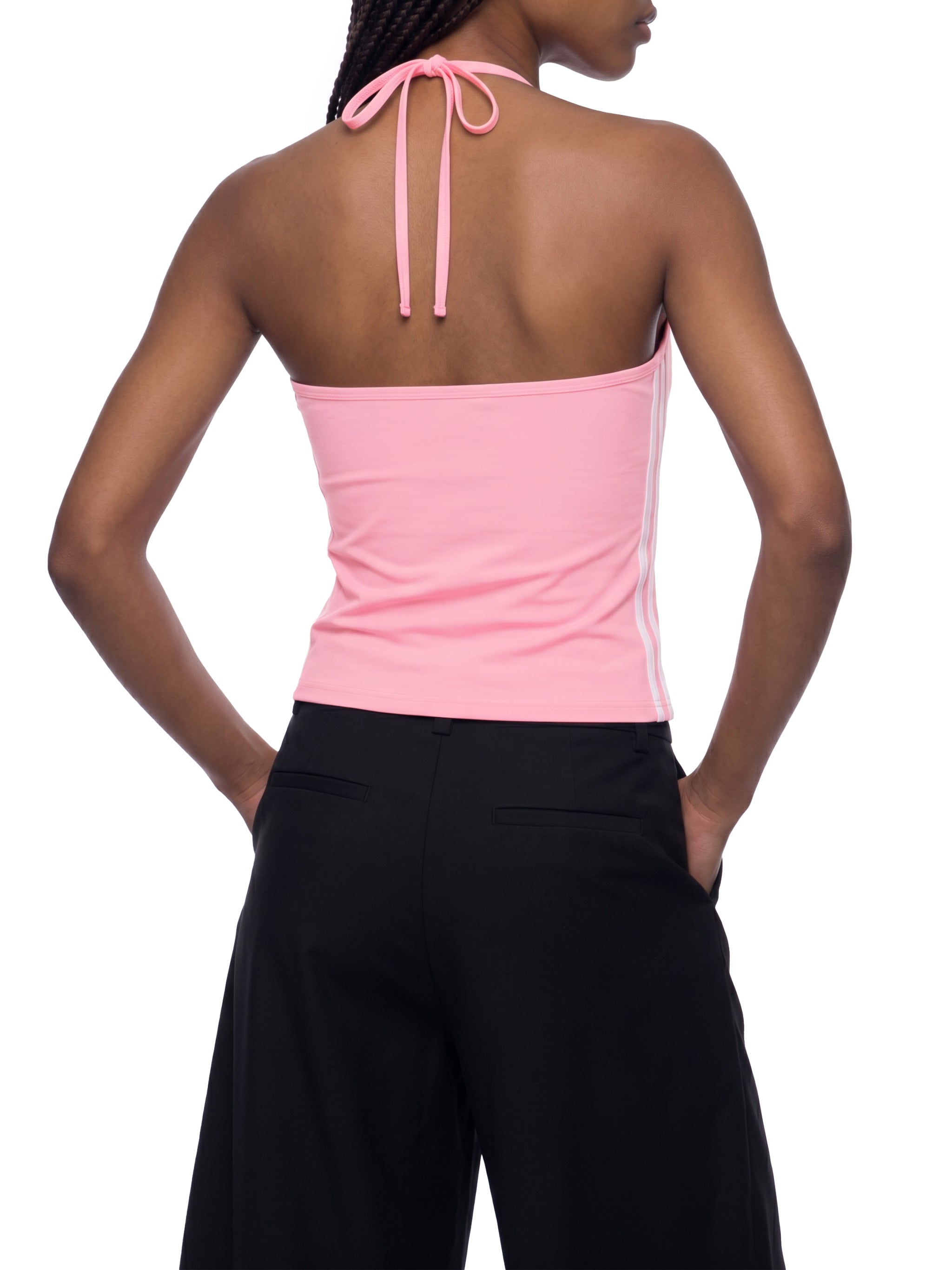Women's Color Block Halter Crop Tank Top – Sleeveless Summer Essential